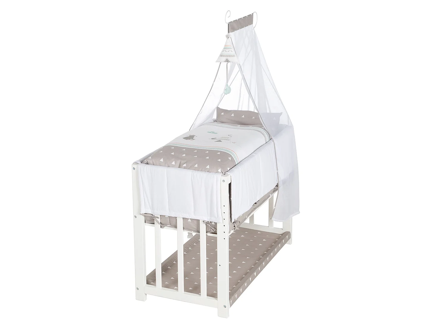 Lit Bébé 4 en 1 Indibär avec Matelas et Ensemble de Literie