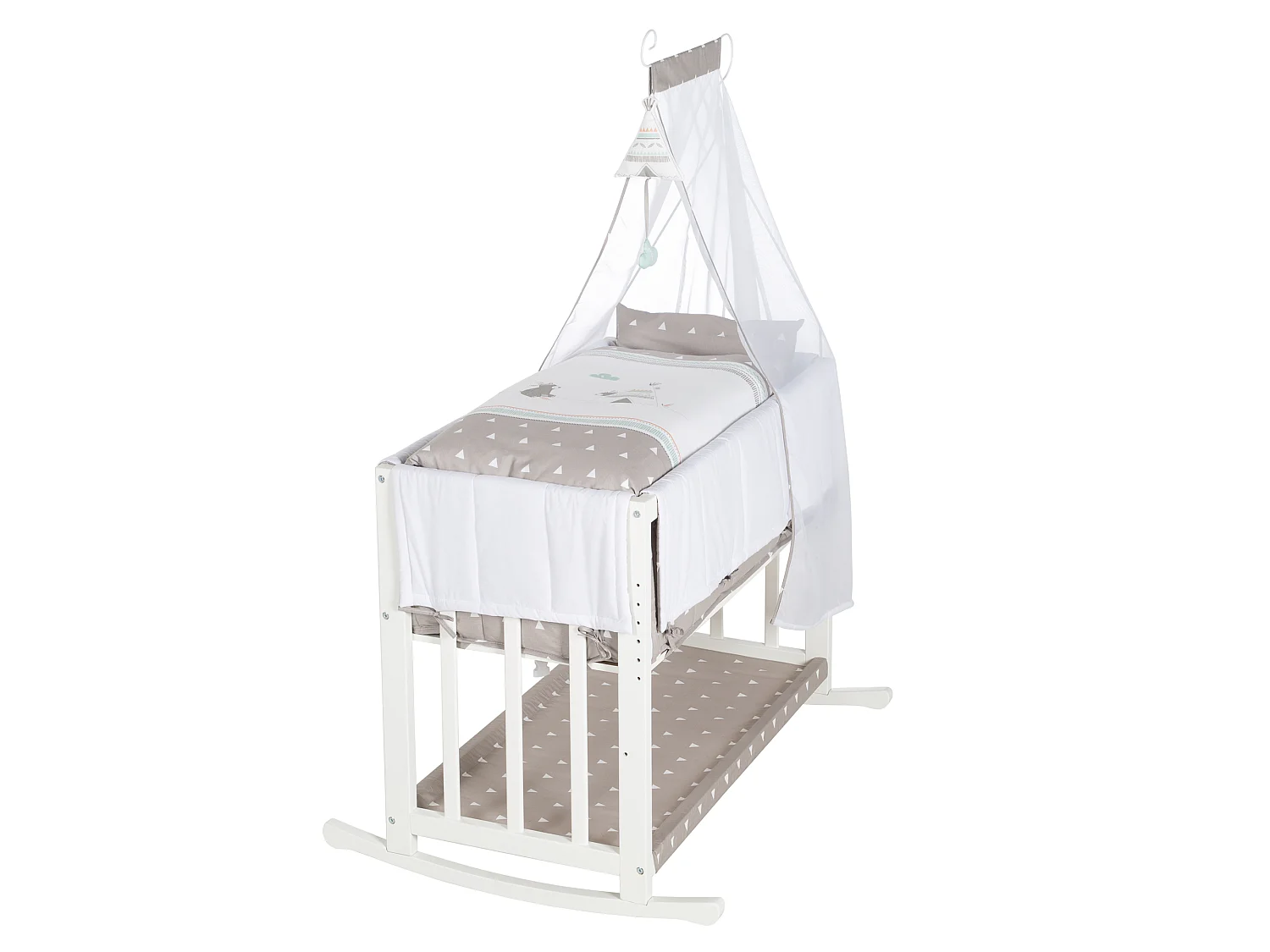Lit Bébé 4 en 1 Indibär avec Matelas et Ensemble de Literie