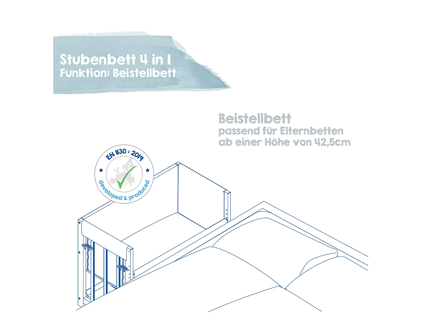 Lit Bébé 4 en 1 Indibär avec Matelas et Ensemble de Literie
