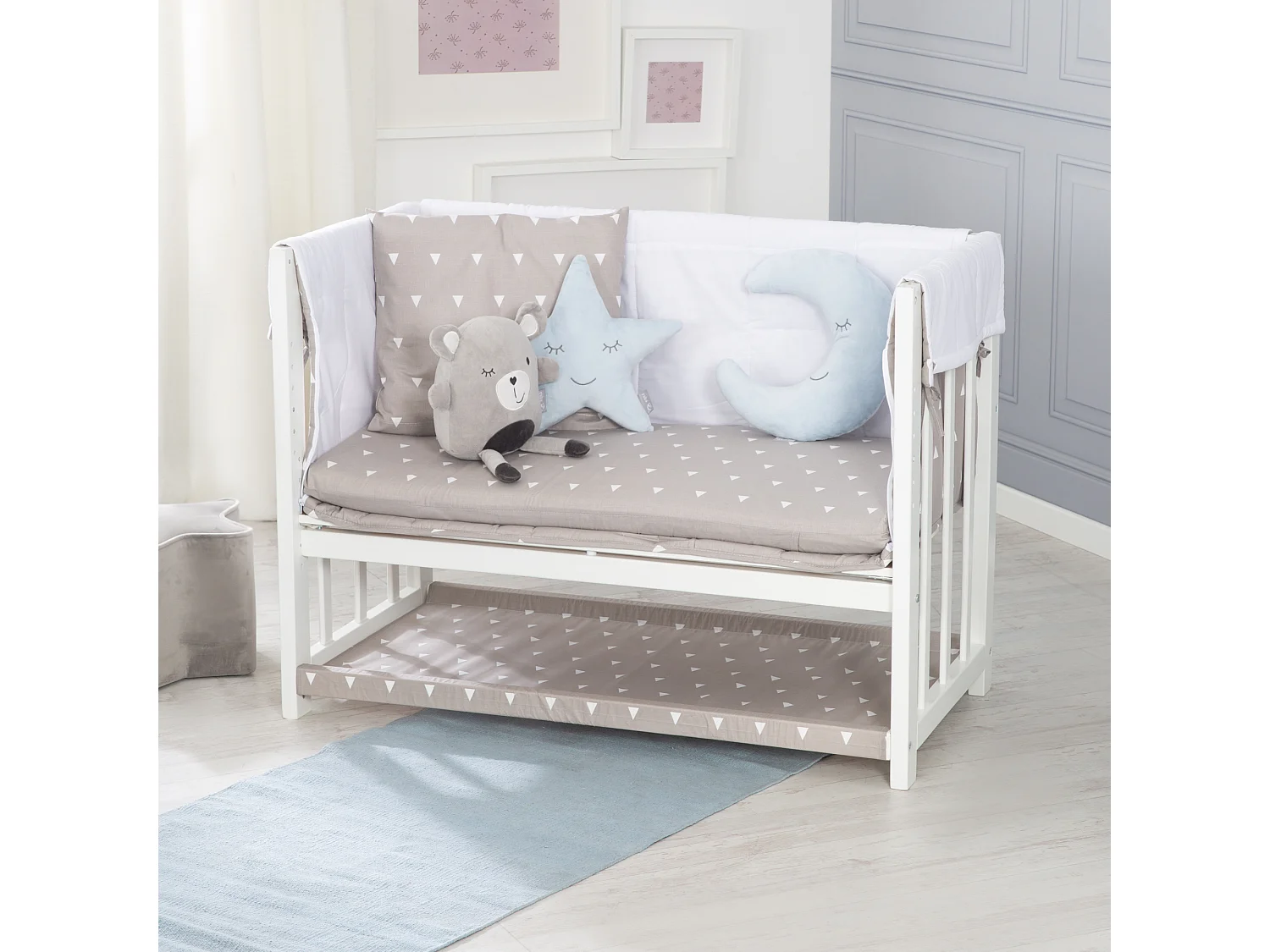 Lit Bébé 4 en 1 Indibär avec Matelas et Ensemble de Literie