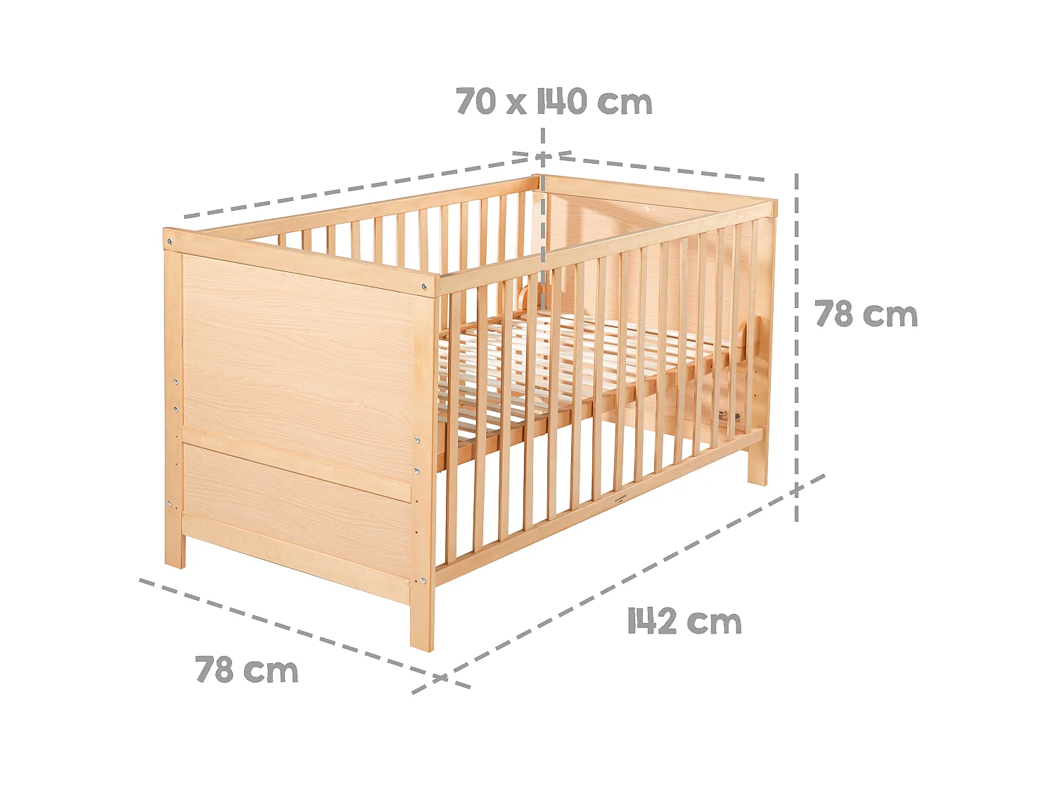 Gitterbett umbaubar 70x140 cm