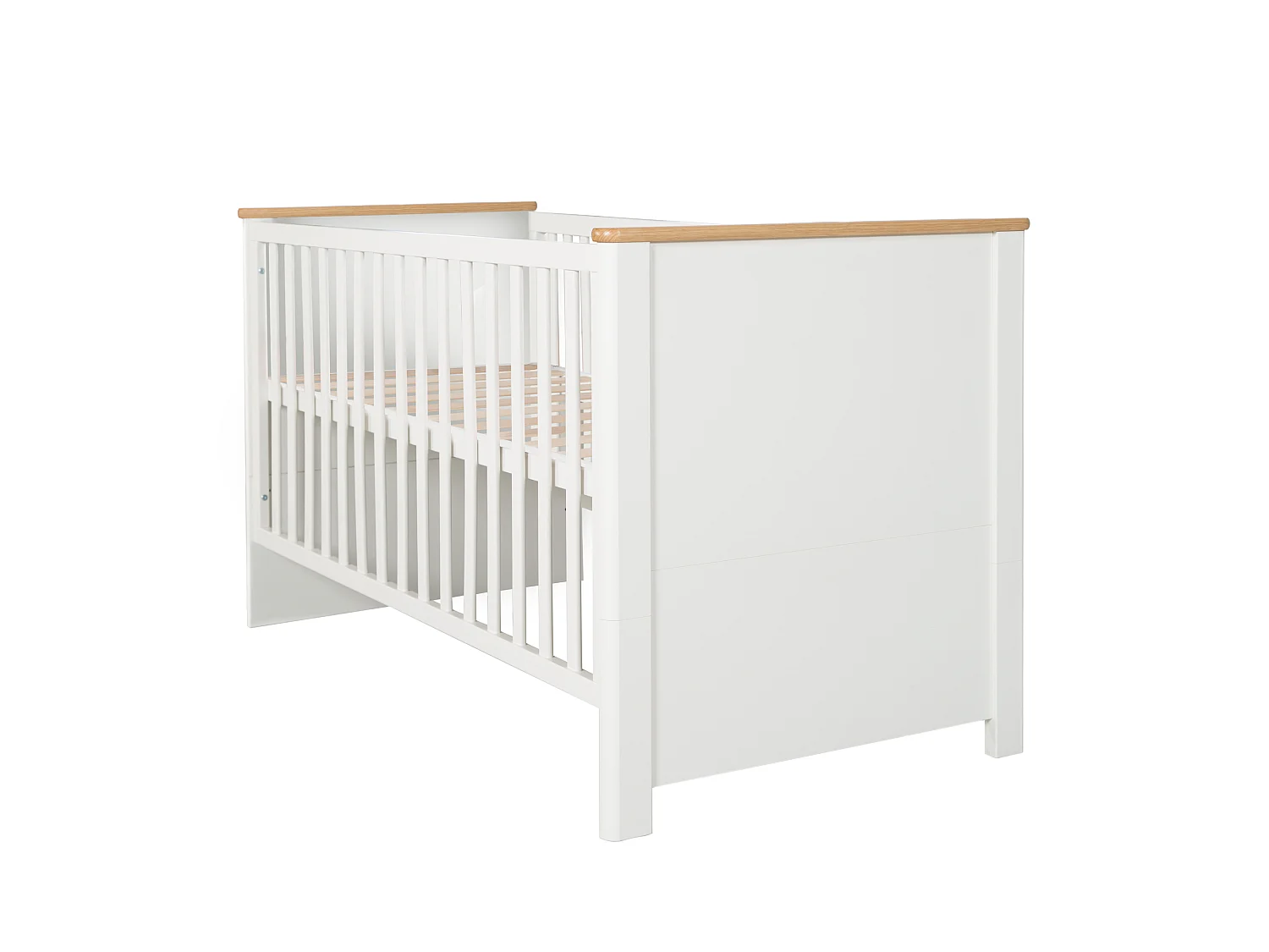 Lit bébé roba Ava 70x140 cm Blanc Bois de Chêne Lit Junior Convertible