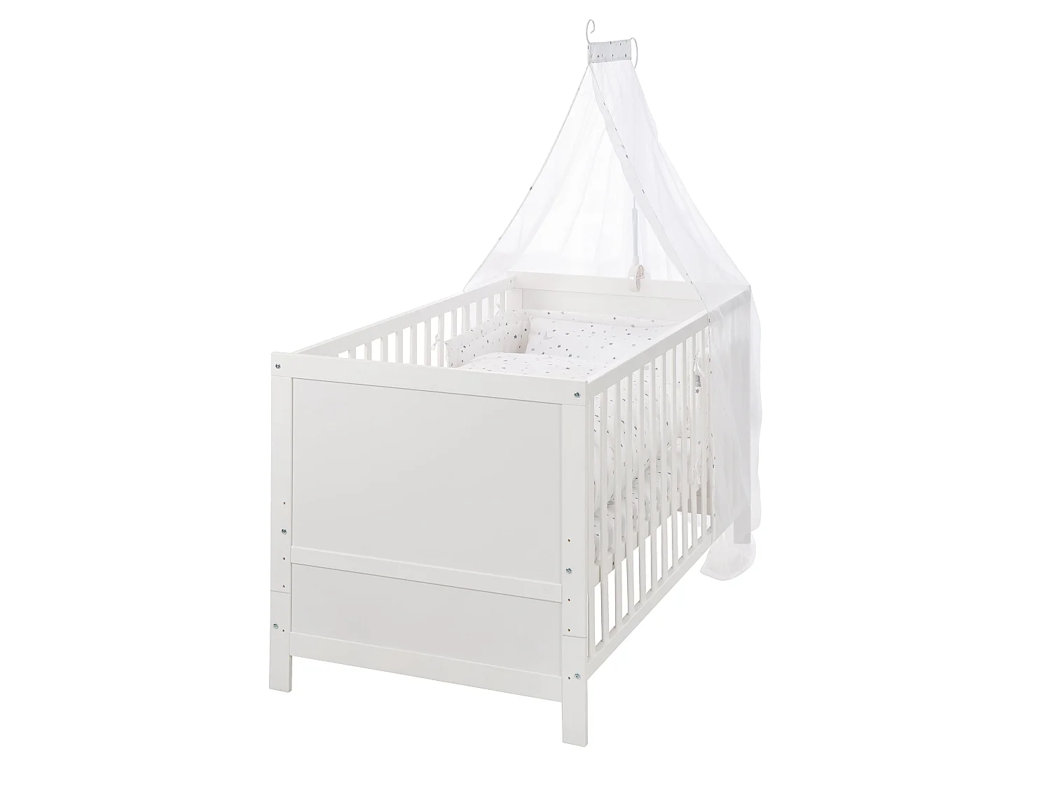Ensemble de lit pour enfants Roba 'Sternenzauber' 70x140 cm - Blanc, Convertible, Matelas Inclus, Design Étoilé