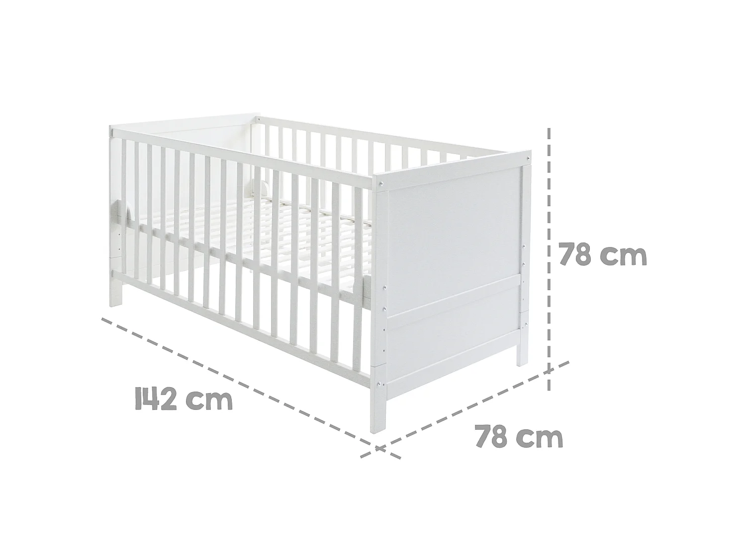 Ensemble de lit pour enfants Roba 'Sternenzauber' 70x140 cm - Blanc, Convertible, Matelas Inclus, Design Étoilé