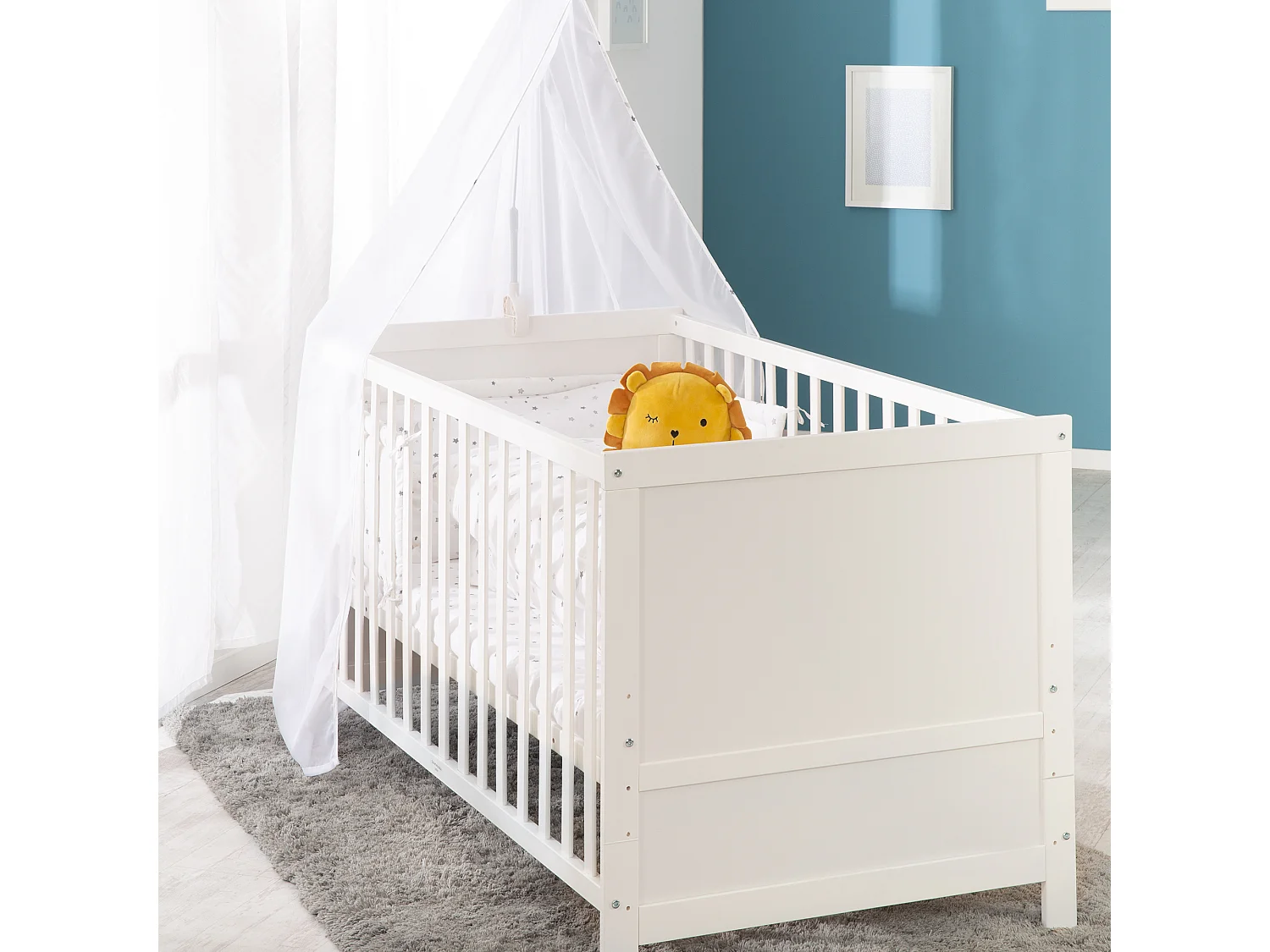 Ensemble de lit pour enfants Roba 'Sternenzauber' 70x140 cm - Blanc, Convertible, Matelas Inclus, Design Étoilé