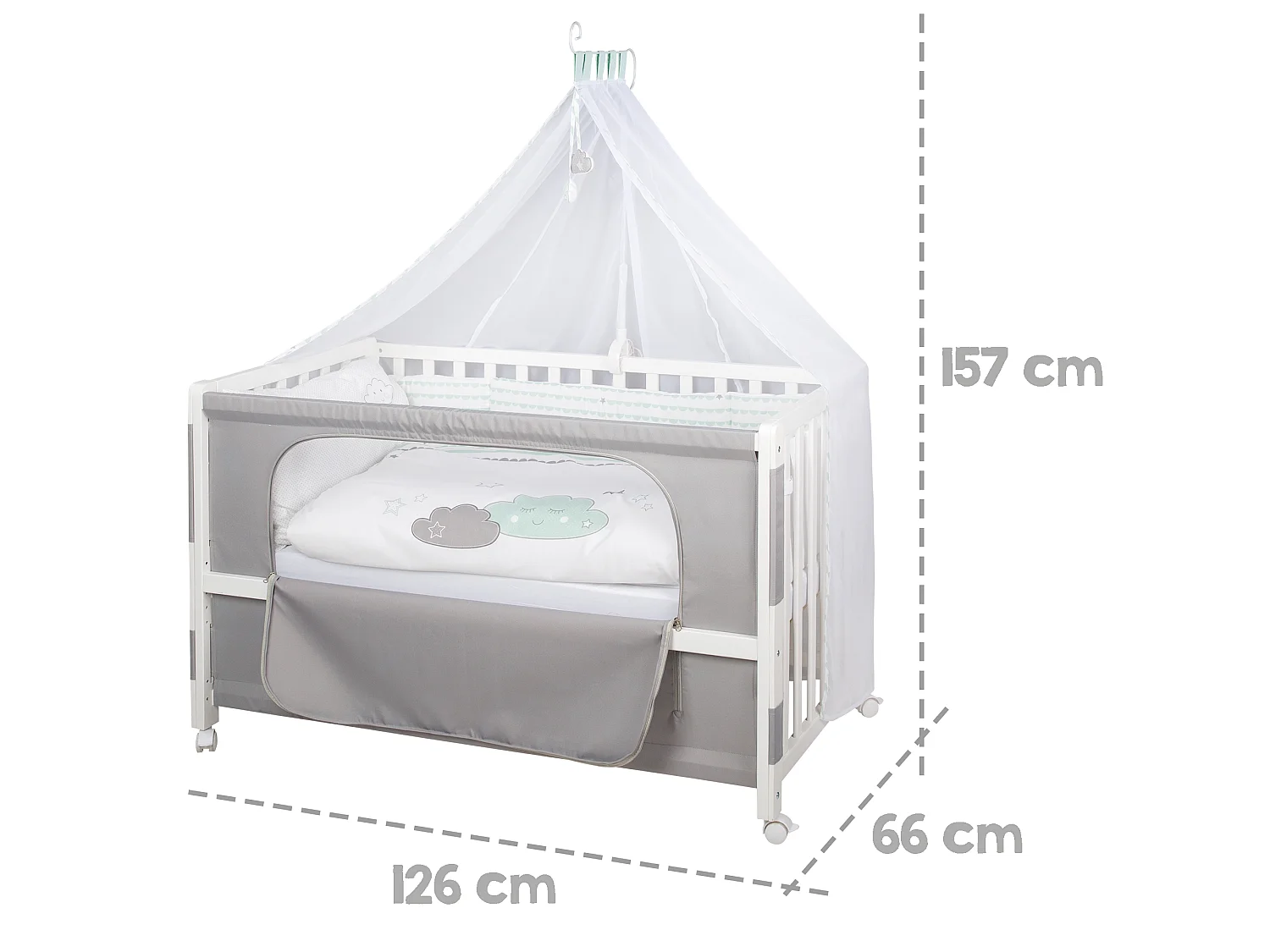 Lit de Chambre Nuage Heureux 60 x 120 cm avec Hauteur Réglable, Design Mobile et Caractéristiques de Sécurité