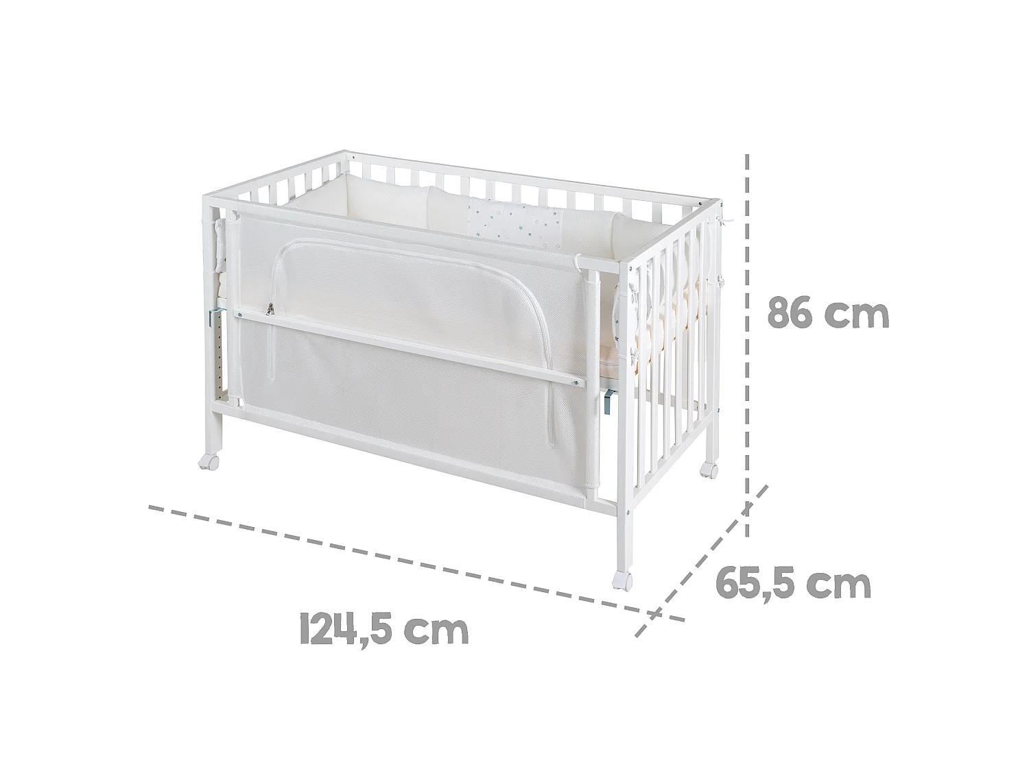 roba Room Bed 60x120 cm Sternenzauber - Beistellbett, Stubenbett, Kinderbett, safe asleep® Nestchen, Schlafsack Easy Air
