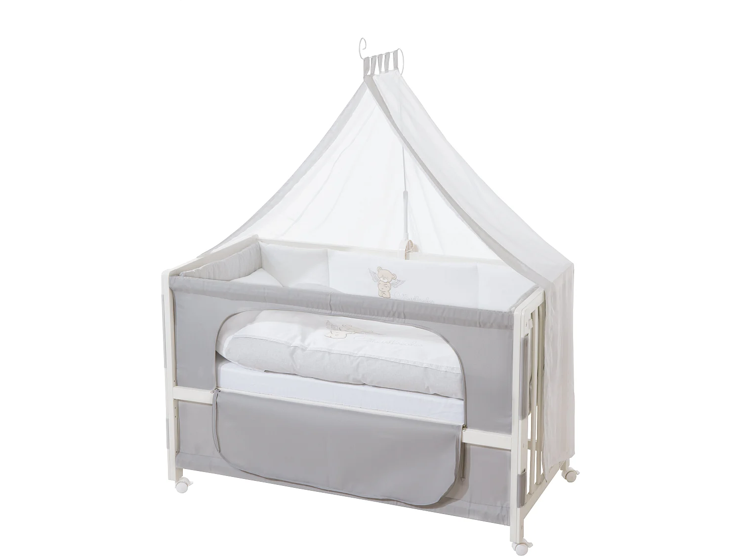 Roba Room Bed 60 x 120 cm Heartbreaker - Beistellbett, Stubenbett, Kinderbett con Altura Ajustable y Función Móvil