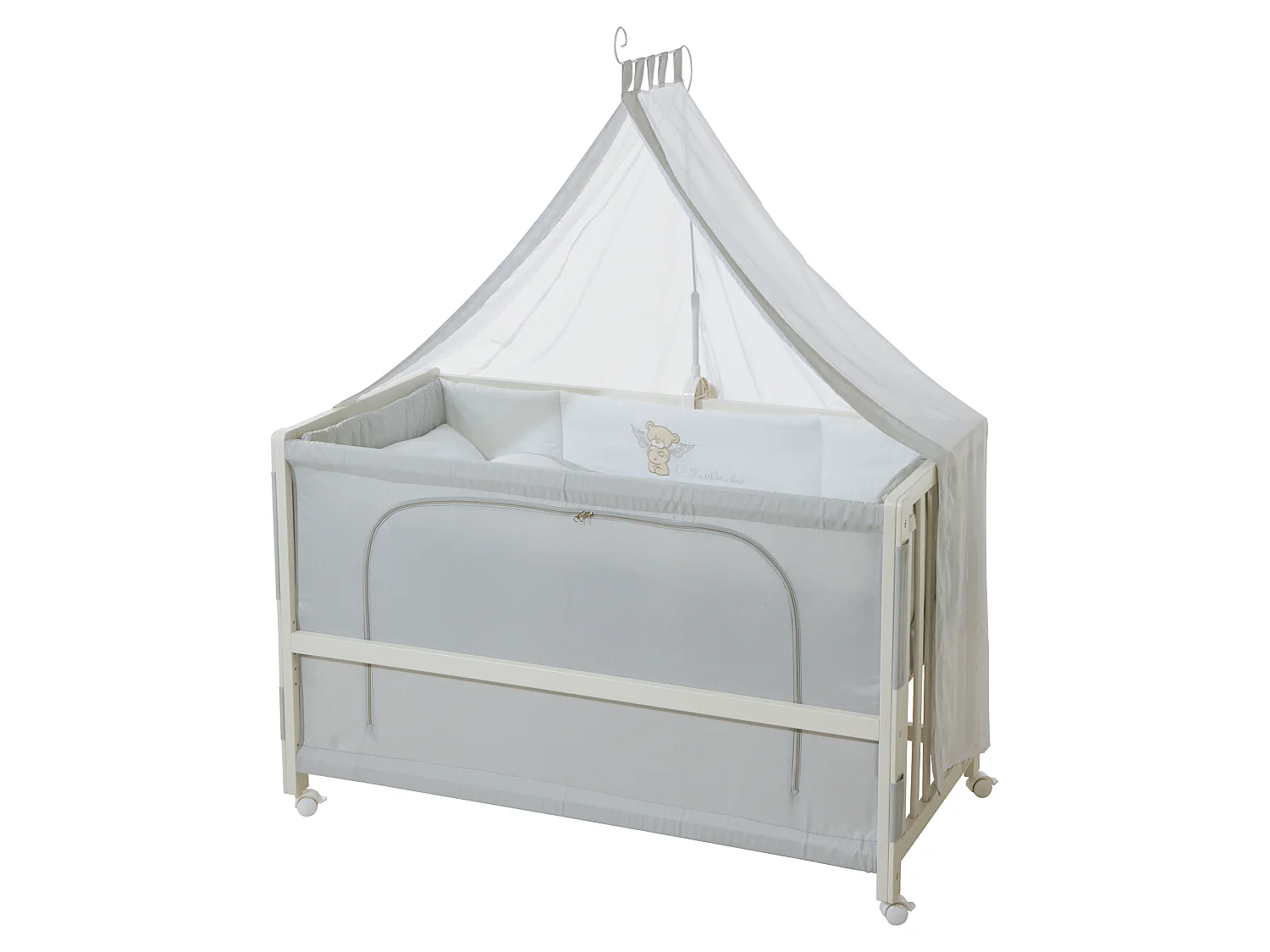 Roba Room Bed 60 x 120 cm Heartbreaker - Beistellbett, Stubenbett, Kinderbett con Altura Ajustable y Función Móvil