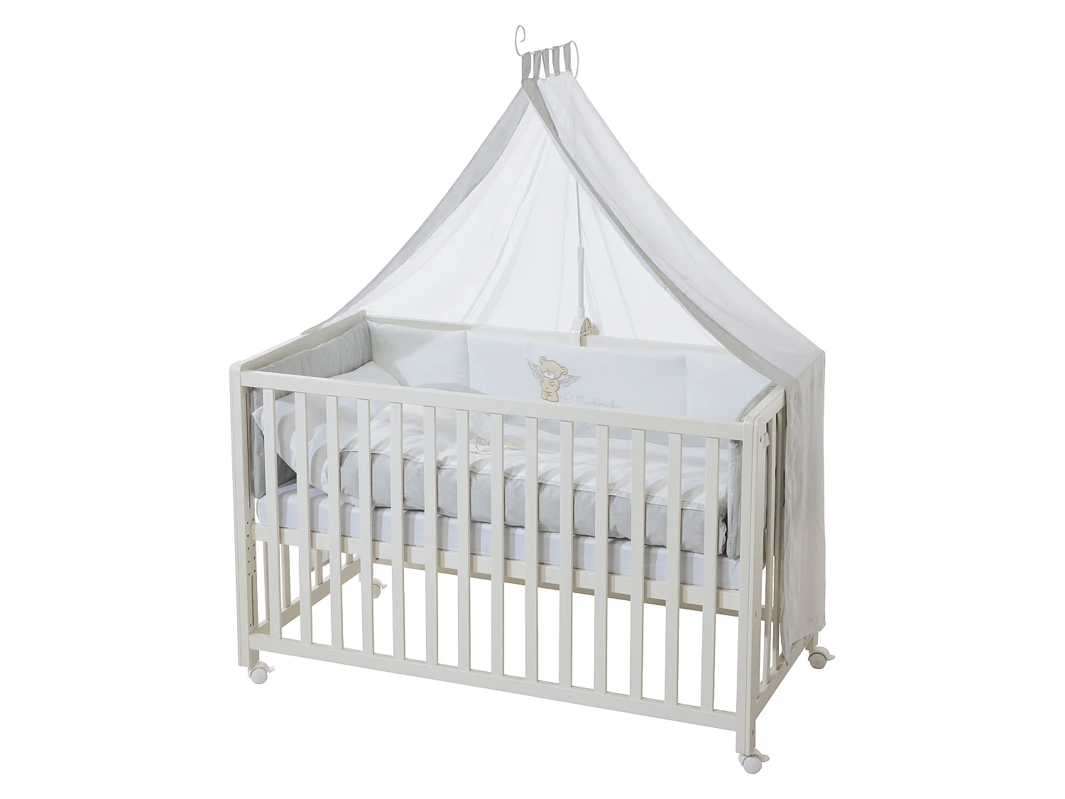 Roba Room Bed 60 x 120 cm Heartbreaker - Beistellbett, Stubenbett, Kinderbett con Altura Ajustable y Función Móvil