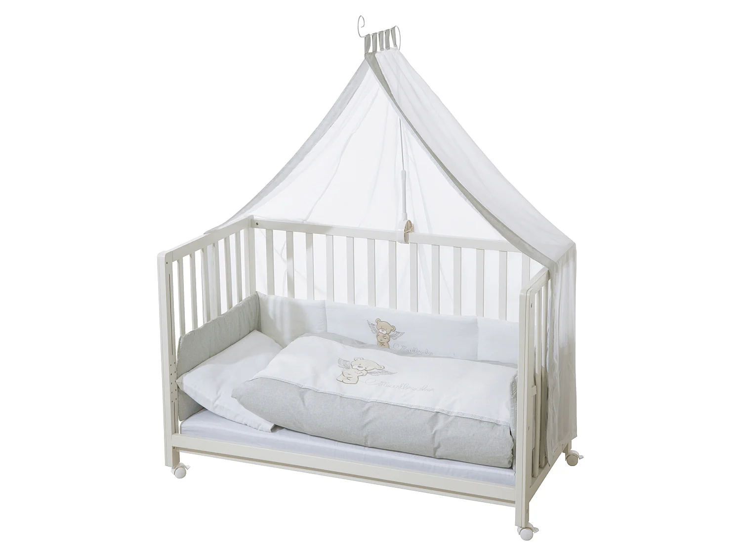 Roba Room Bed 60 x 120 cm Heartbreaker - Beistellbett, Stubenbett, Kinderbett con Altura Ajustable y Función Móvil