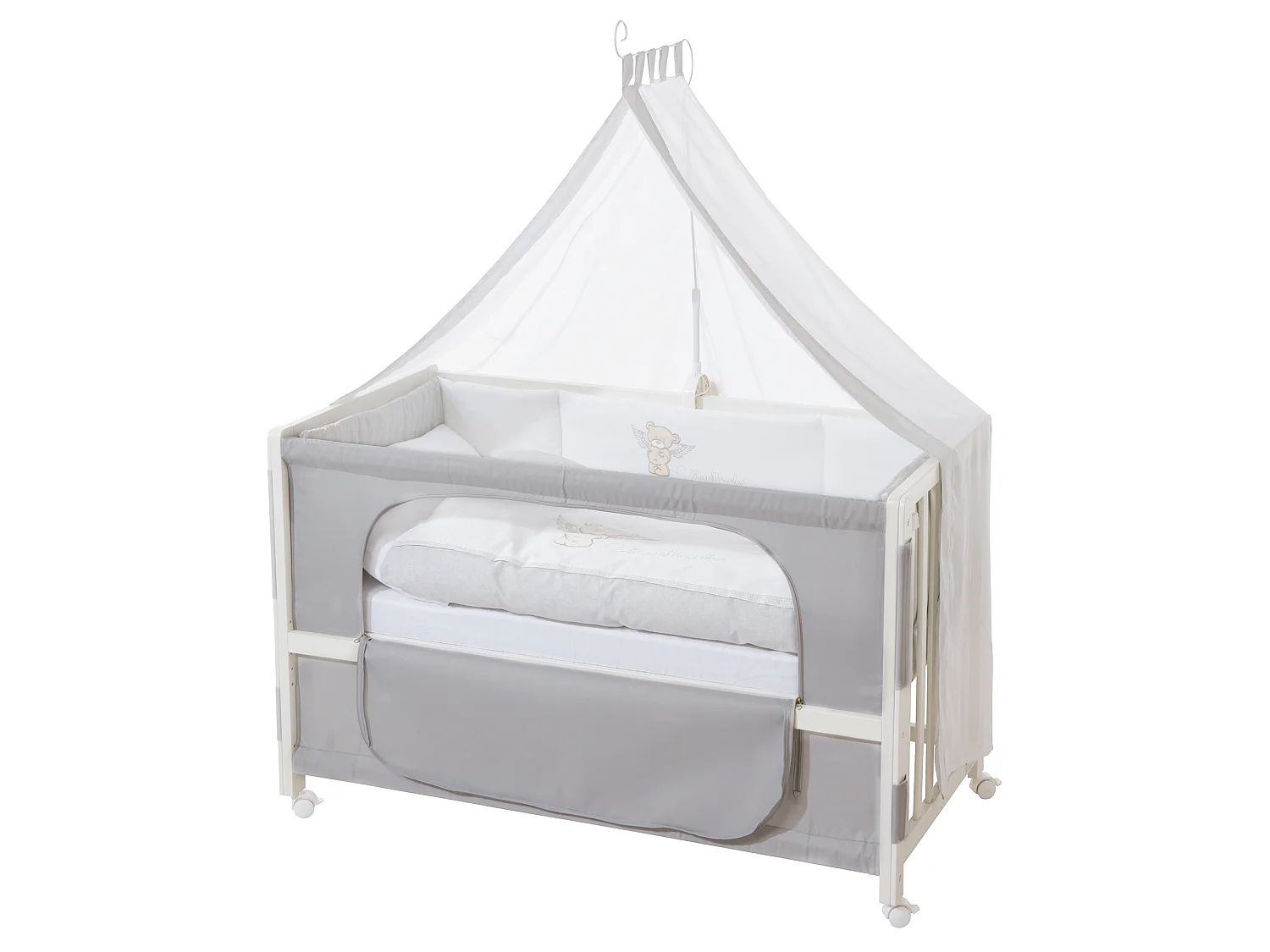 Roba Room Bed 60 x 120 cm Heartbreaker - Beistellbett, Stubenbett, Kinderbett con Altura Ajustable y Función Móvil