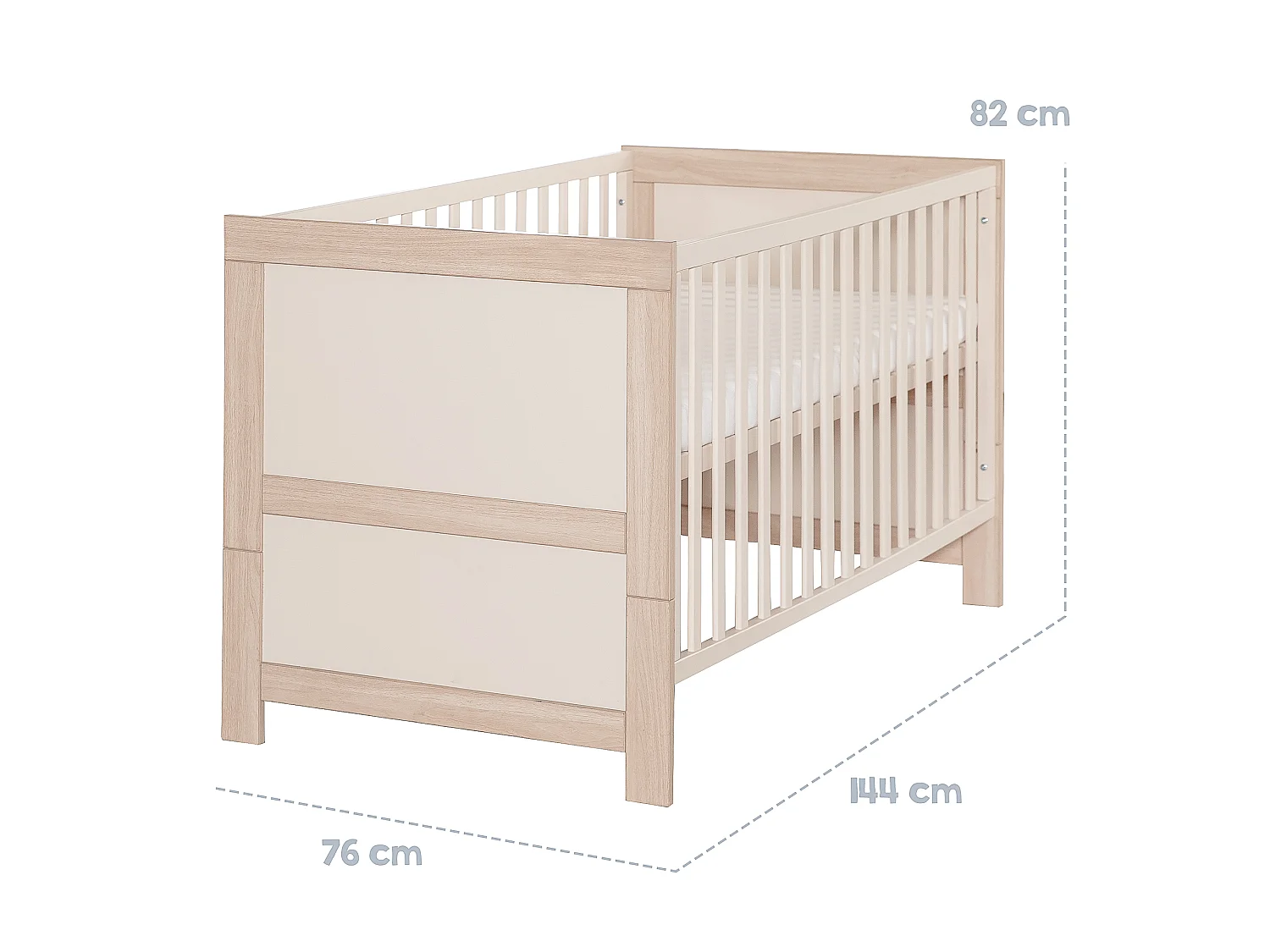 Lit Bébé Moderne Beige Momo pour Bébés et Enfants 70x140 cm - Roba Kombi-Kinderbett