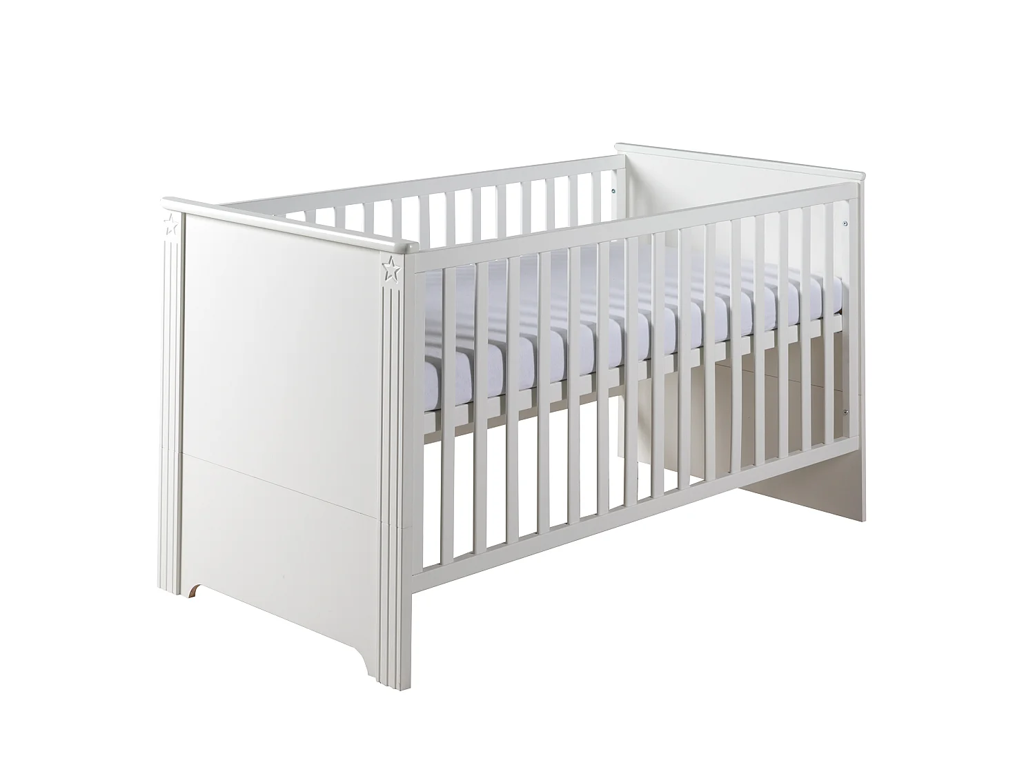 Lit bébé Roba Maxi en blanc cassé, réglable en 3 hauteurs, se transforme en lit junior, 70x140cm, Fabriqué dans l'UE