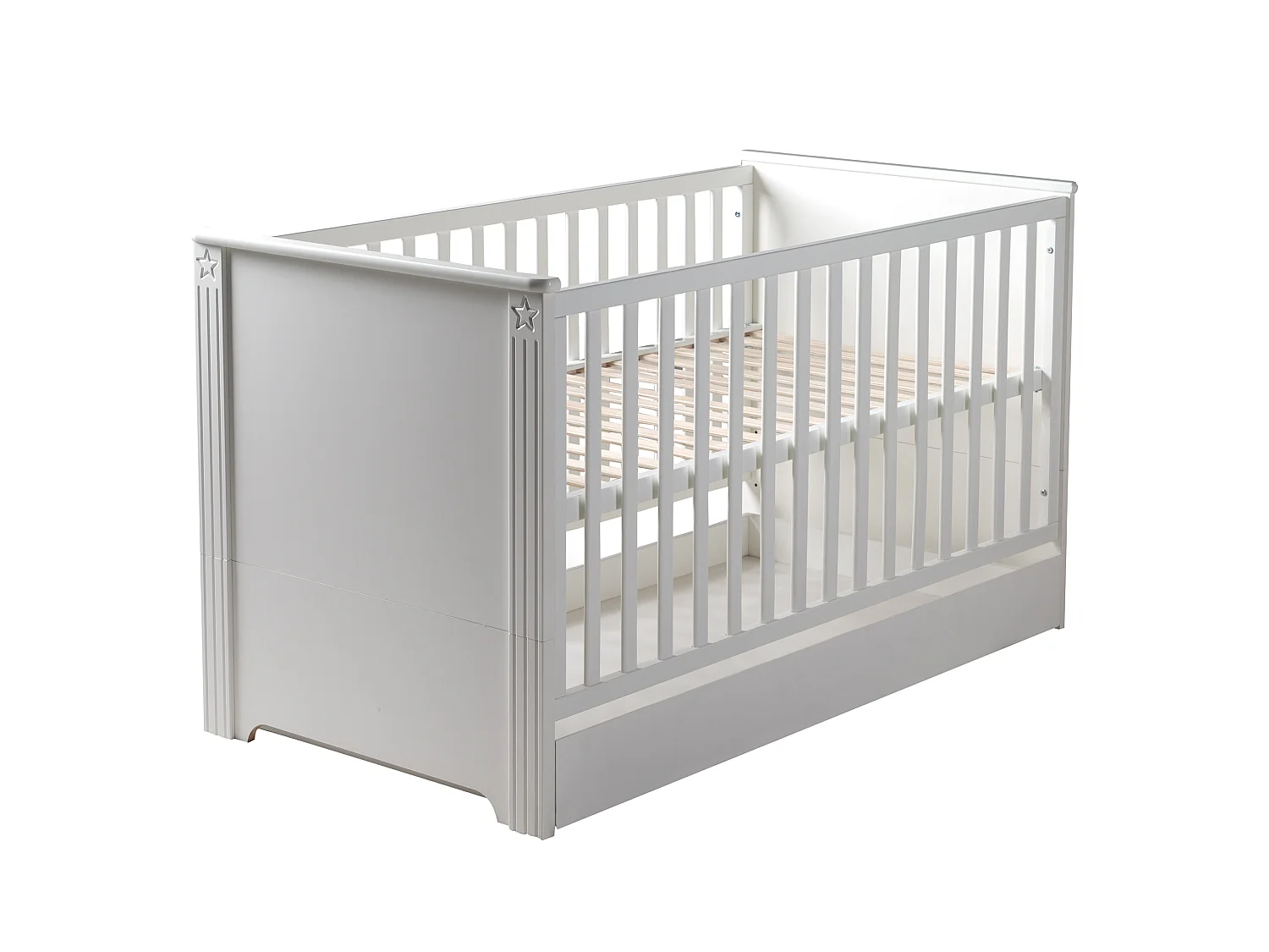 Lit bébé Roba Maxi en blanc cassé, réglable en 3 hauteurs, se transforme en lit junior, 70x140cm, Fabriqué dans l'UE