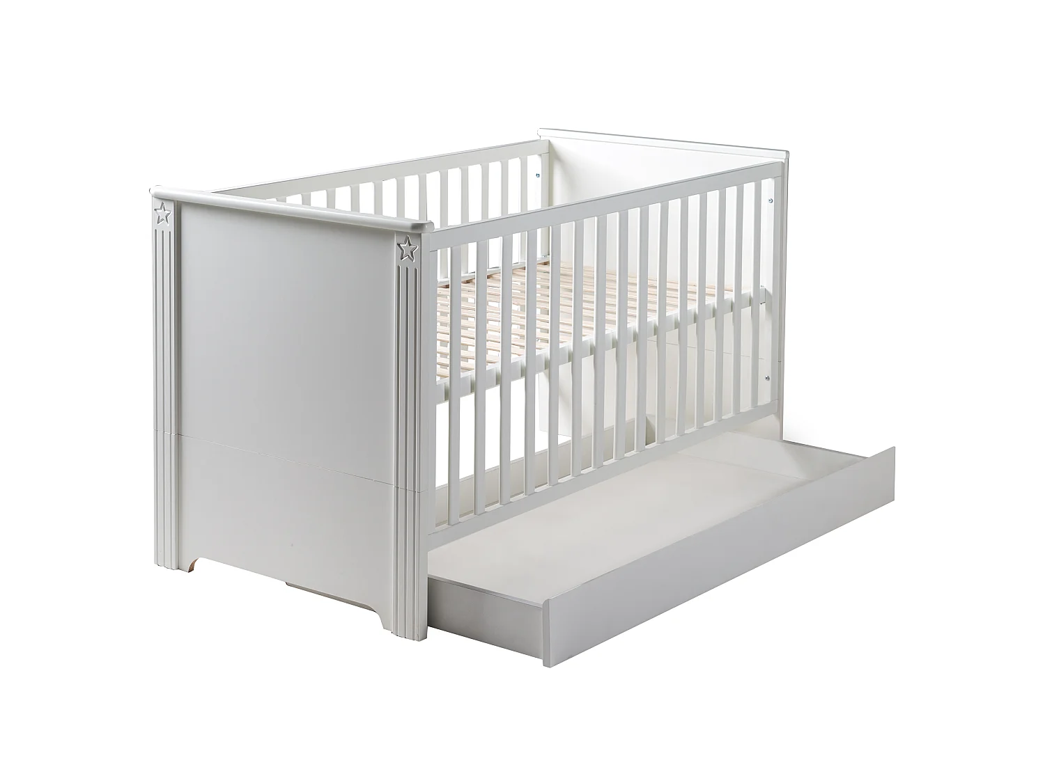 Lit bébé Roba Maxi en blanc cassé, réglable en 3 hauteurs, se transforme en lit junior, 70x140cm, Fabriqué dans l'UE
