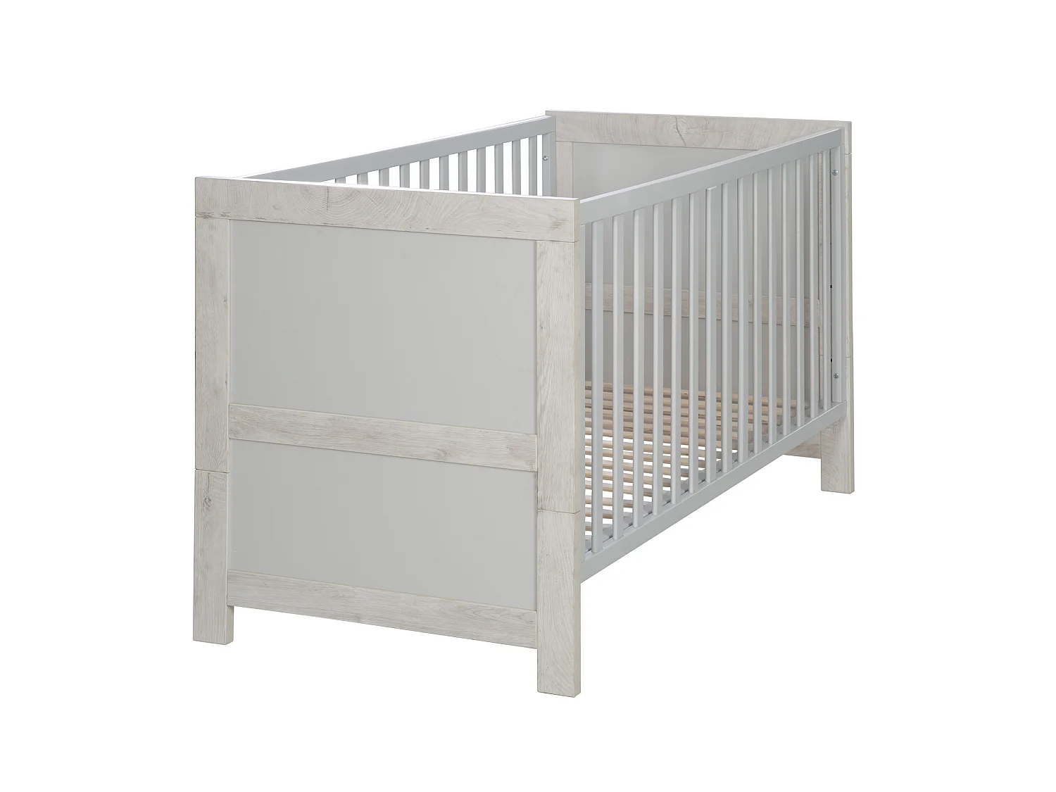 Ensemble de chambre de bébé Roba Mila 3 pièces en blanc et décor Goldeiche avec design moderne et poignées aspect cuir