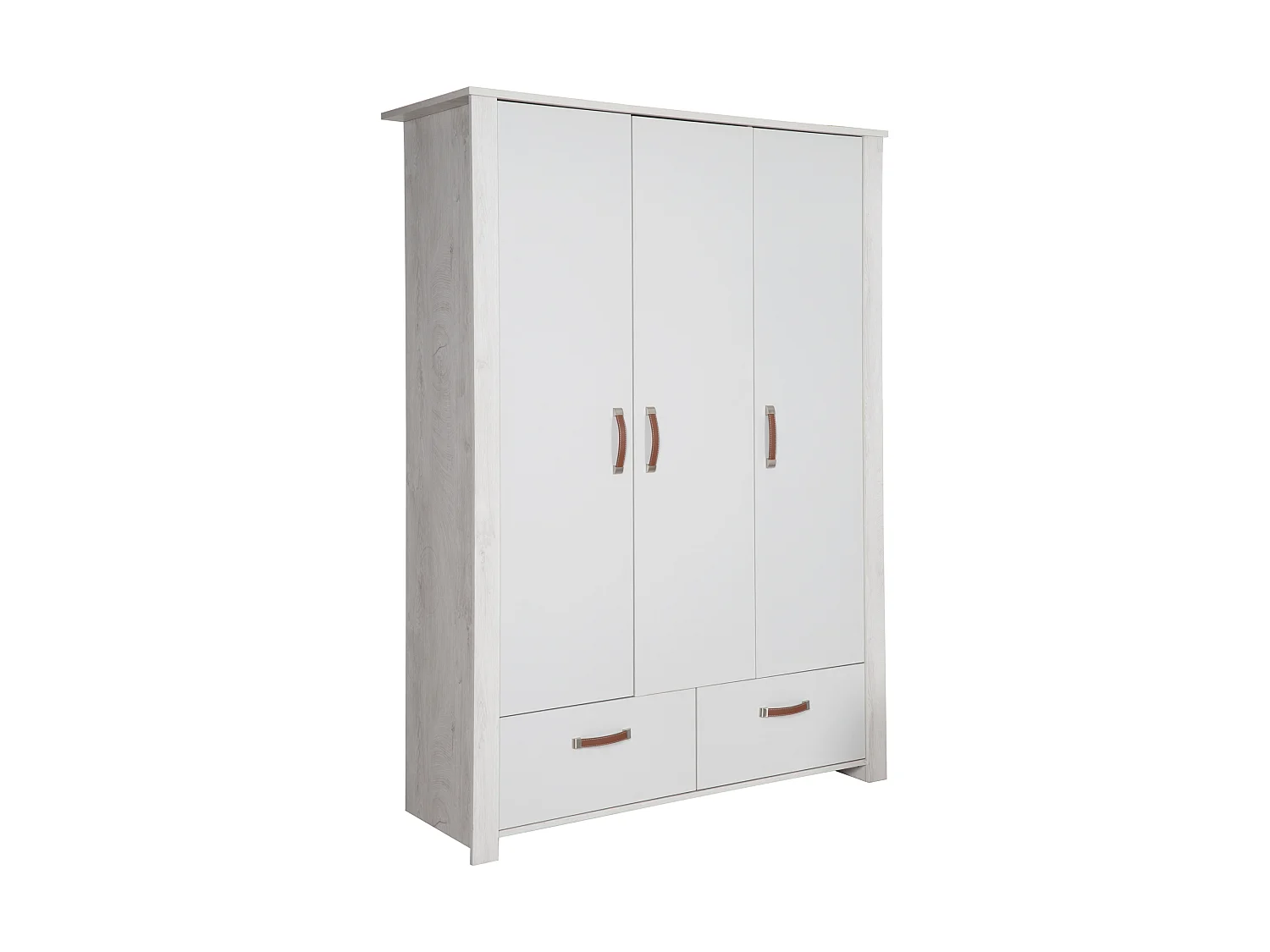 Ensemble de chambre de bébé Roba Mila 3 pièces en blanc et décor Goldeiche avec design moderne et poignées aspect cuir