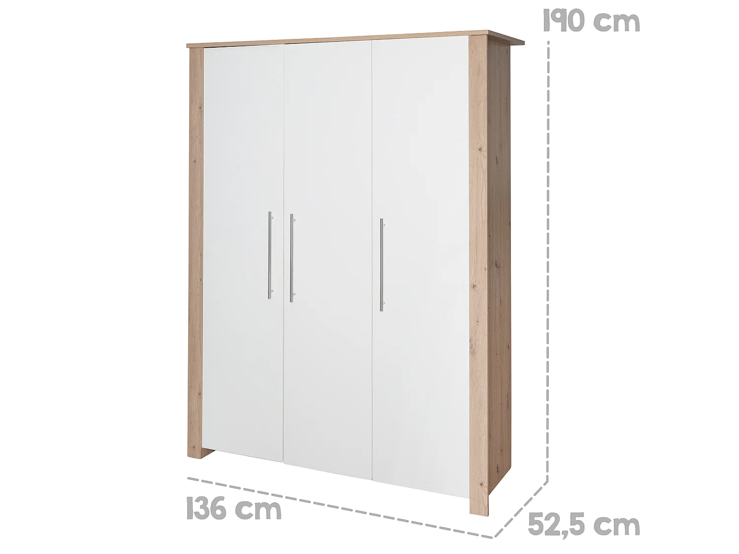 Ensemble de chambre de bébé 'Ira' 3 pièces avec décoration blanche et en bois 'Wildeiche' - Design moderne