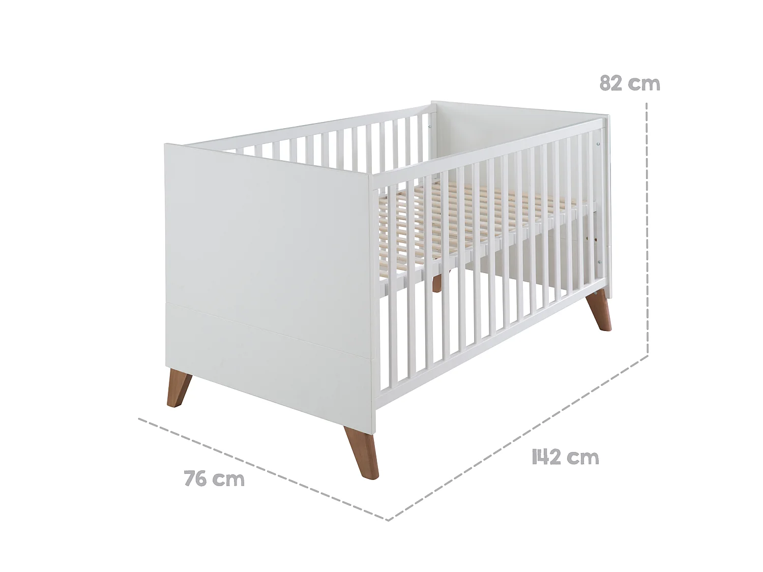 Ensemble de chambre de bébé moderne 'Lennie' 3 pièces en blanc et design chêne côtier