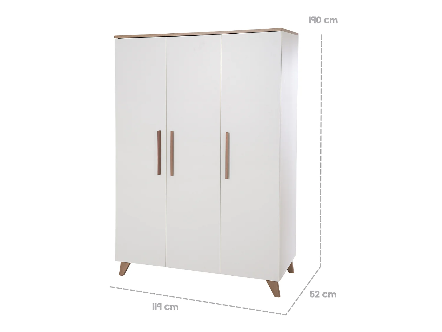 Ensemble de chambre de bébé moderne 'Lennie' 3 pièces en blanc et design chêne côtier