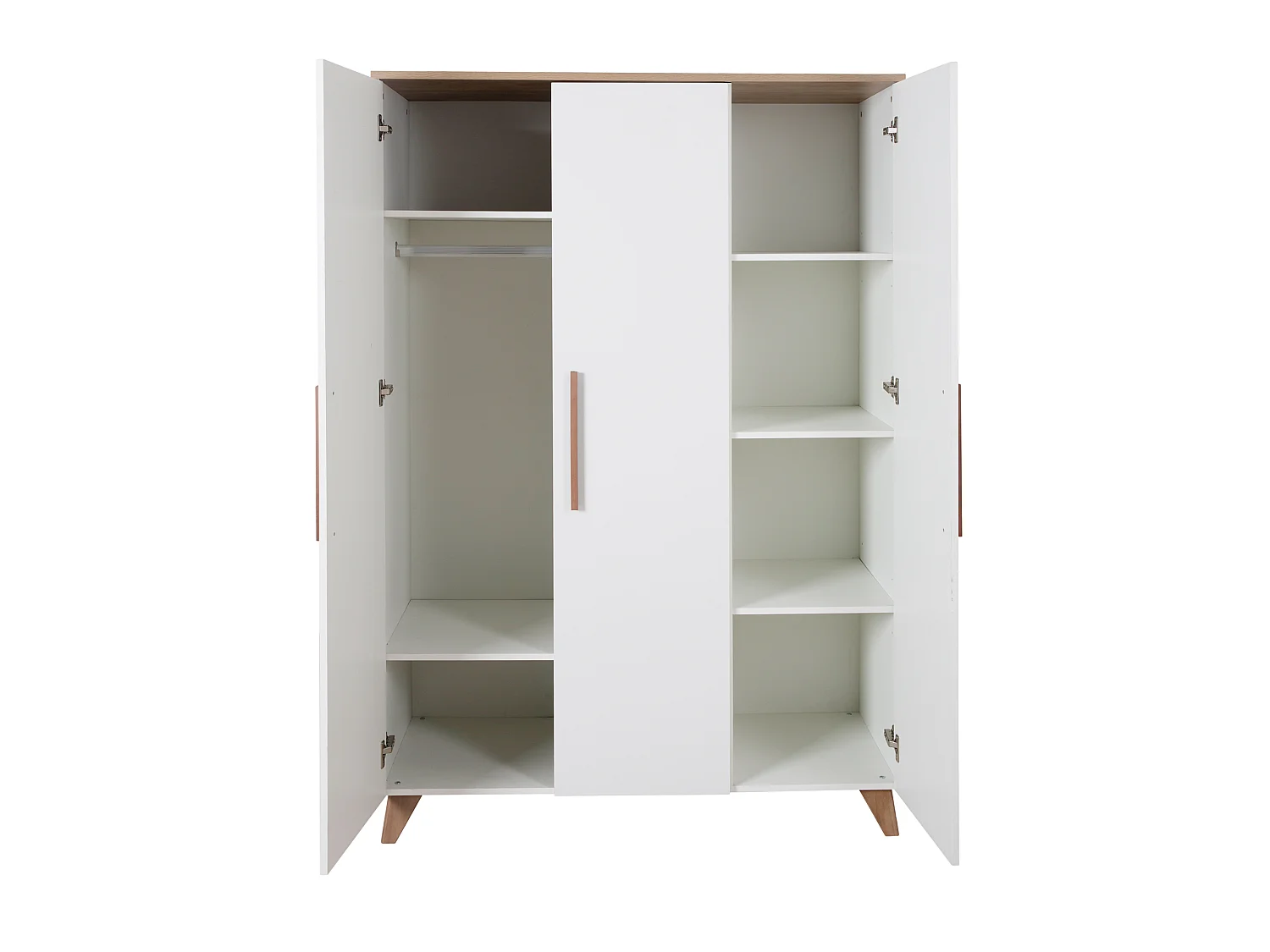 Ensemble de chambre de bébé moderne 'Lennie' 3 pièces en blanc et design chêne côtier