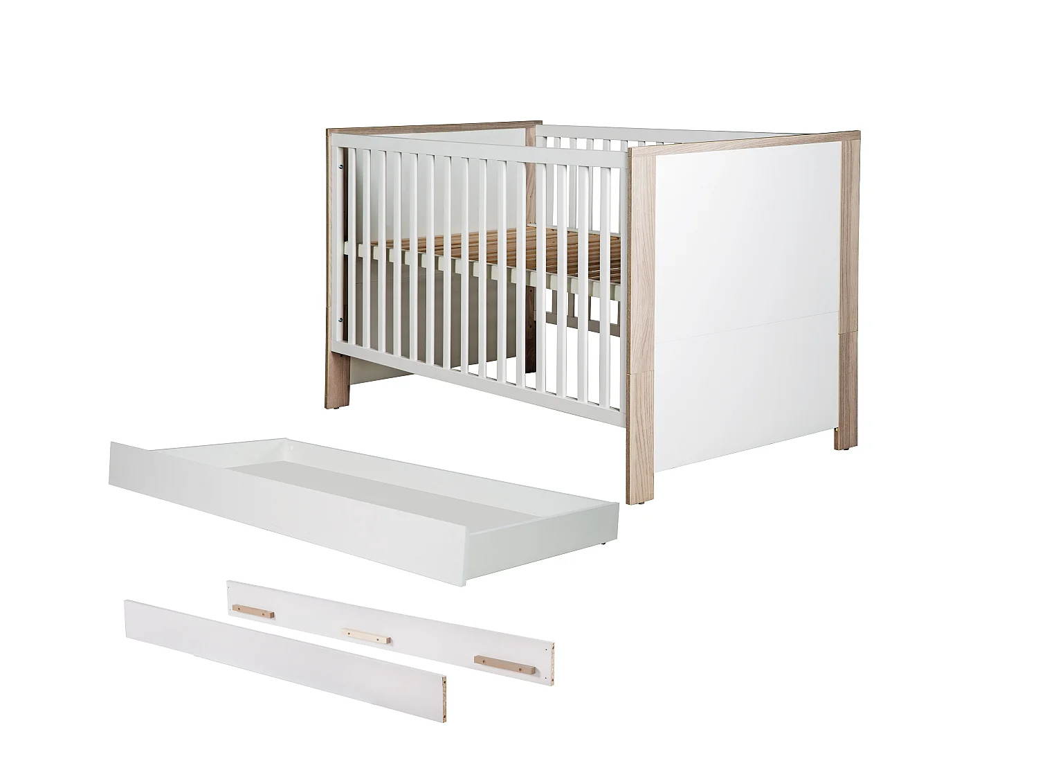 Ensemble Complet de Lit Bébé Olaf 3 Pièces Luna Elm/Blanc