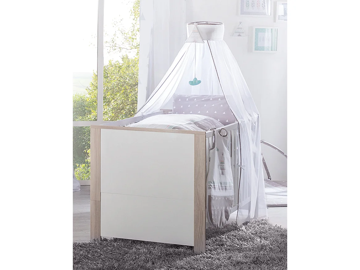 Ensemble Complet de Lit Bébé Olaf 3 Pièces Luna Elm/Blanc