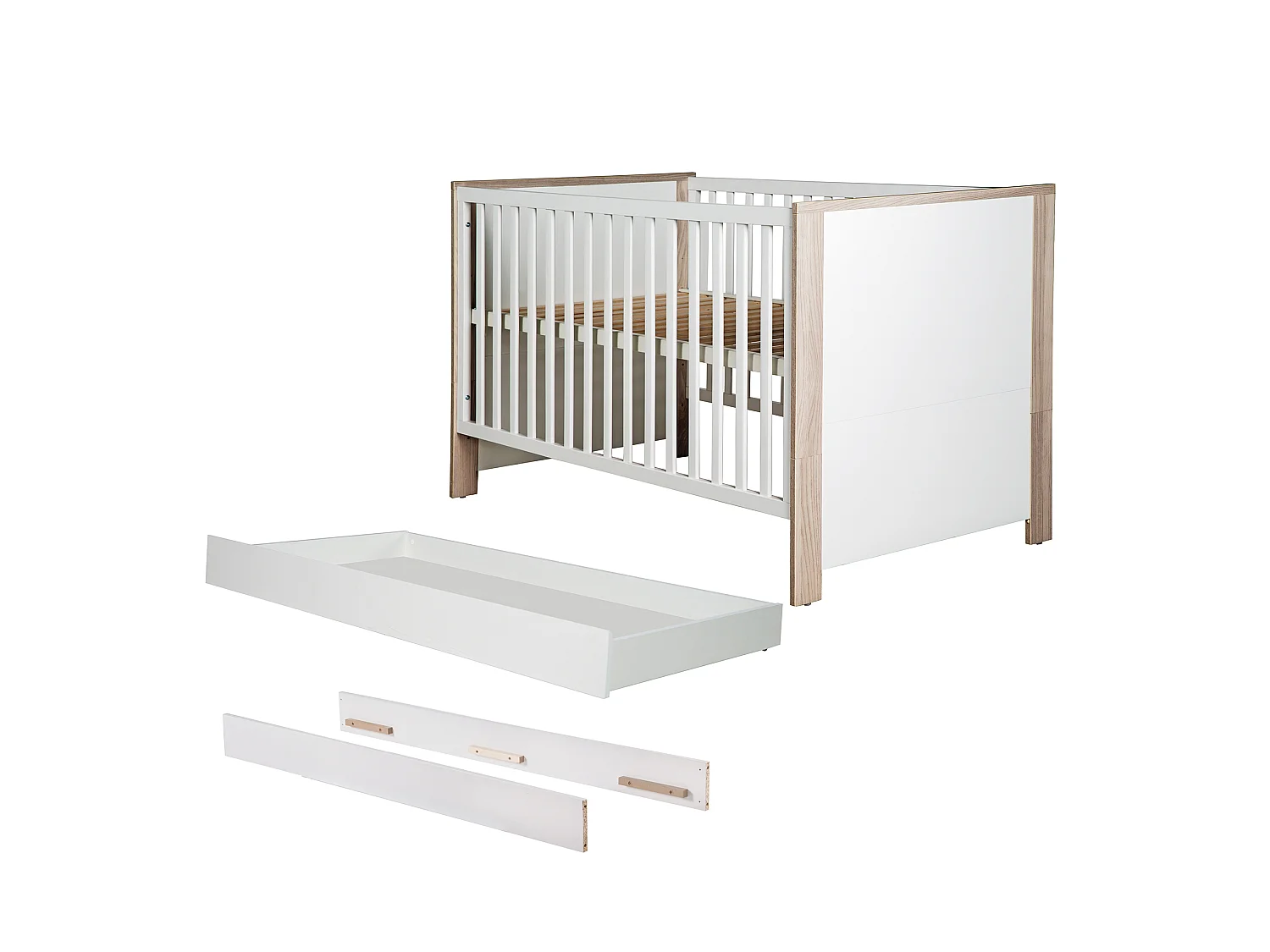 Ensemble Complet de Lit Bébé Olaf 3 Pièces Luna Elm/Blanc