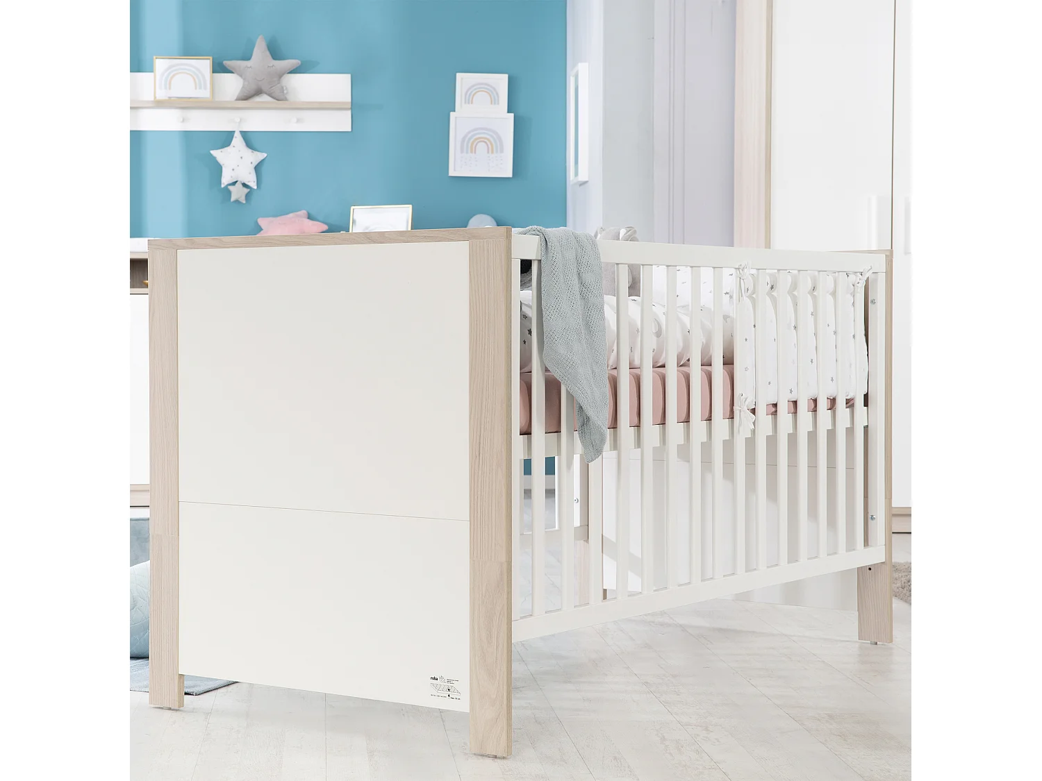Ensemble Complet de Lit Bébé Olaf 3 Pièces Luna Elm/Blanc