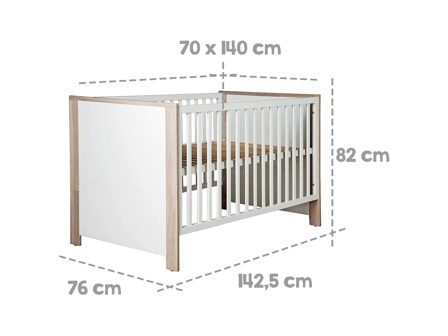 Ensemble Complet de Lit Bébé Olaf 3 Pièces Luna Elm/Blanc