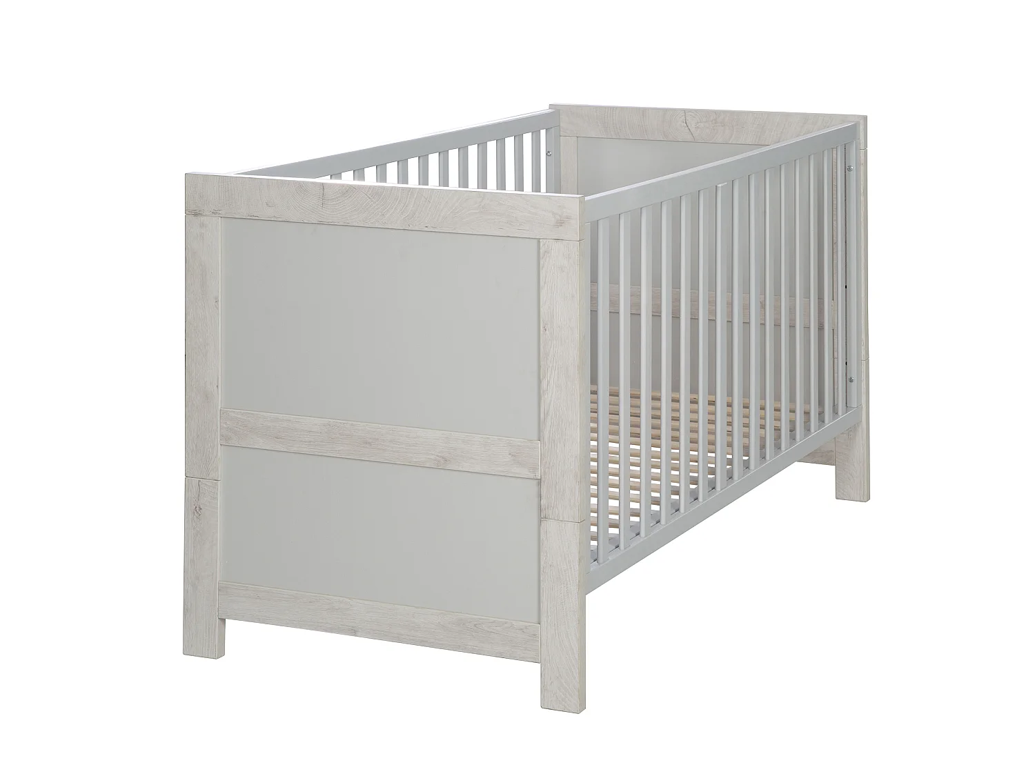 Ensemble de mobilier pour bébé moderne en 2 pièces Mila en finition gris clair et chêne blanc