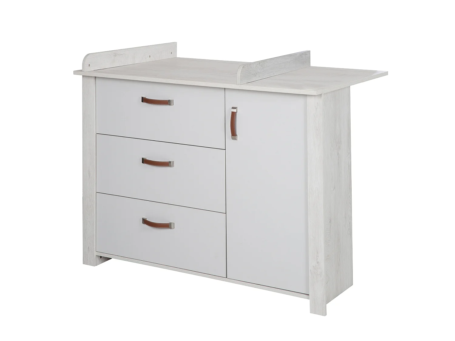 Ensemble de mobilier pour bébé moderne en 2 pièces Mila en finition gris clair et chêne blanc
