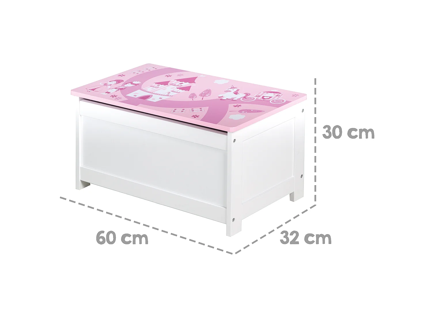 Coffre à Jouets Banc Couronne Rose pour Enfants de 2 à 10 Ans | Roba