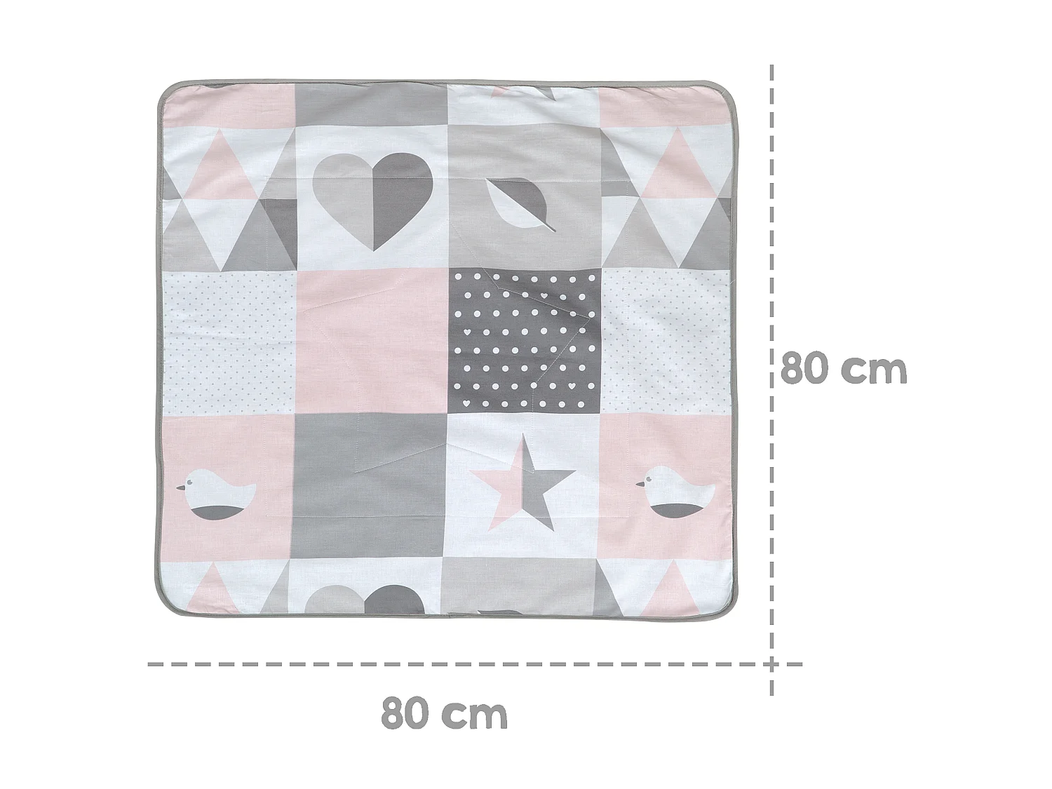 Couverture douillette roba Happy Patch rose 80 x 80 cm en polaire de corail et coton