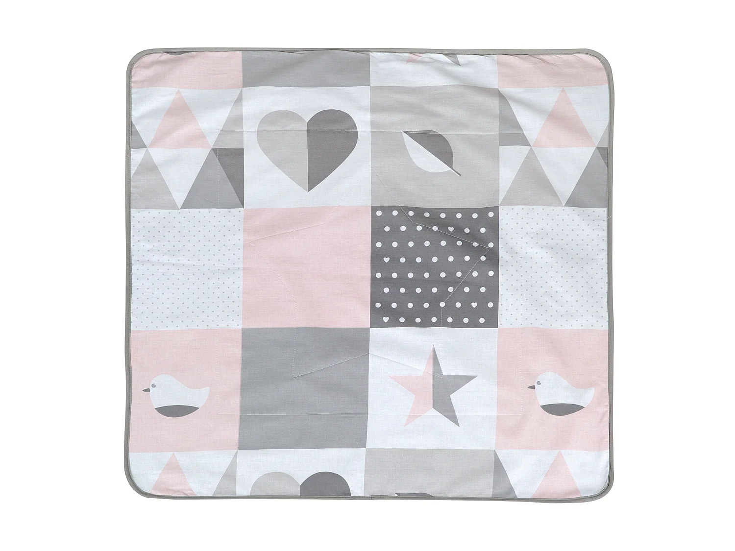 Couverture douillette roba Happy Patch rose 80 x 80 cm en polaire de corail et coton