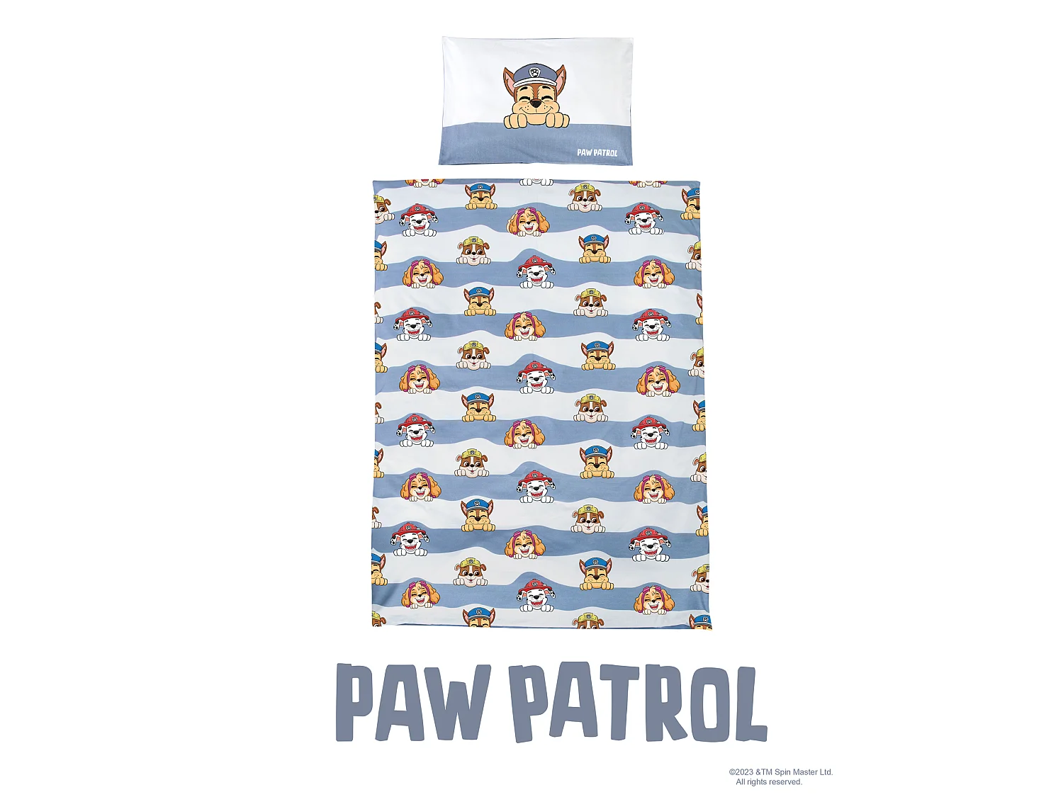 Set di biancheria da letto Paw Patrol 2 pezzi per bambini - stampa Marshall, Rubble, Chase, Skye