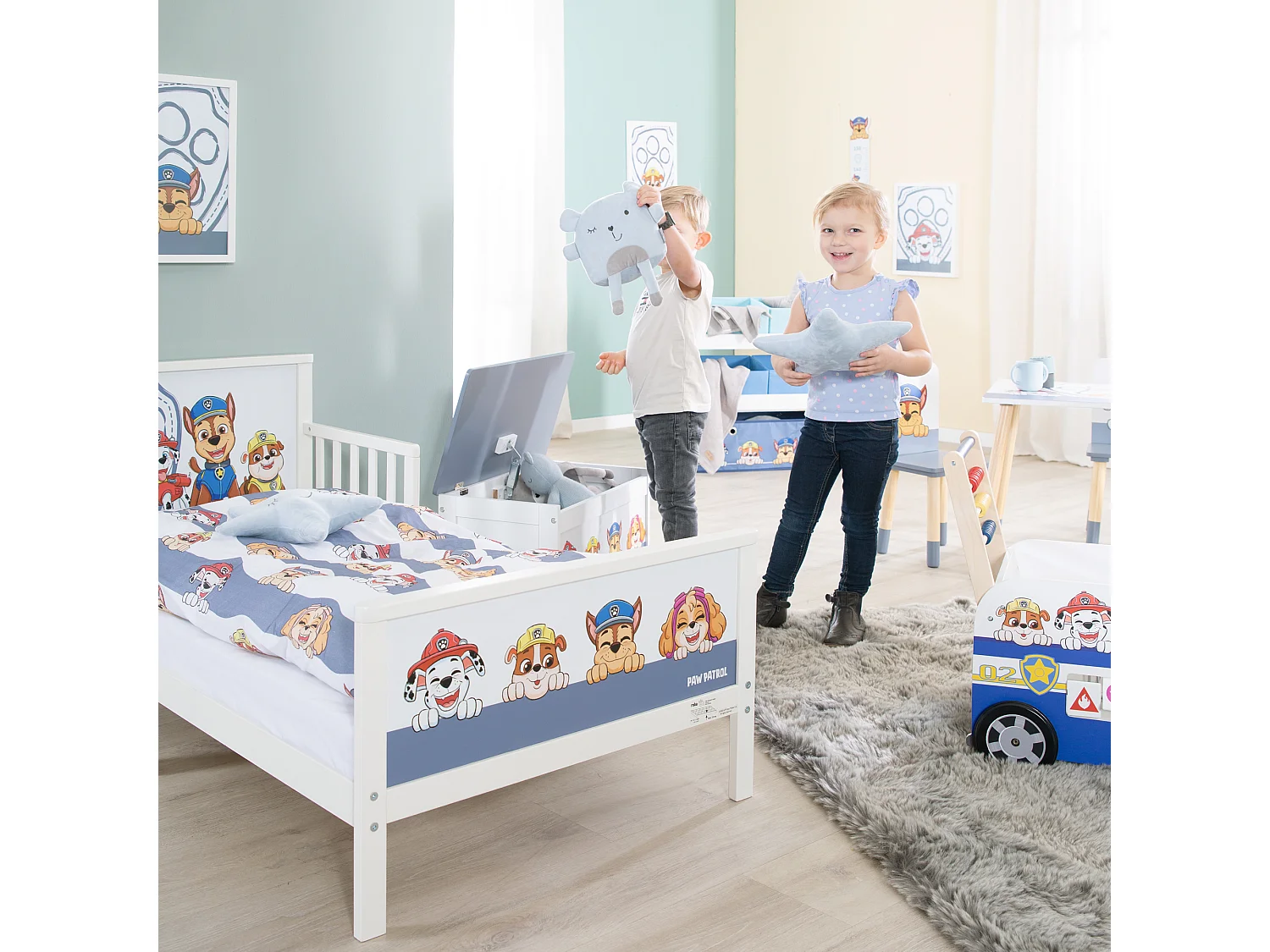 Set di biancheria da letto Paw Patrol 2 pezzi per bambini - stampa Marshall, Rubble, Chase, Skye