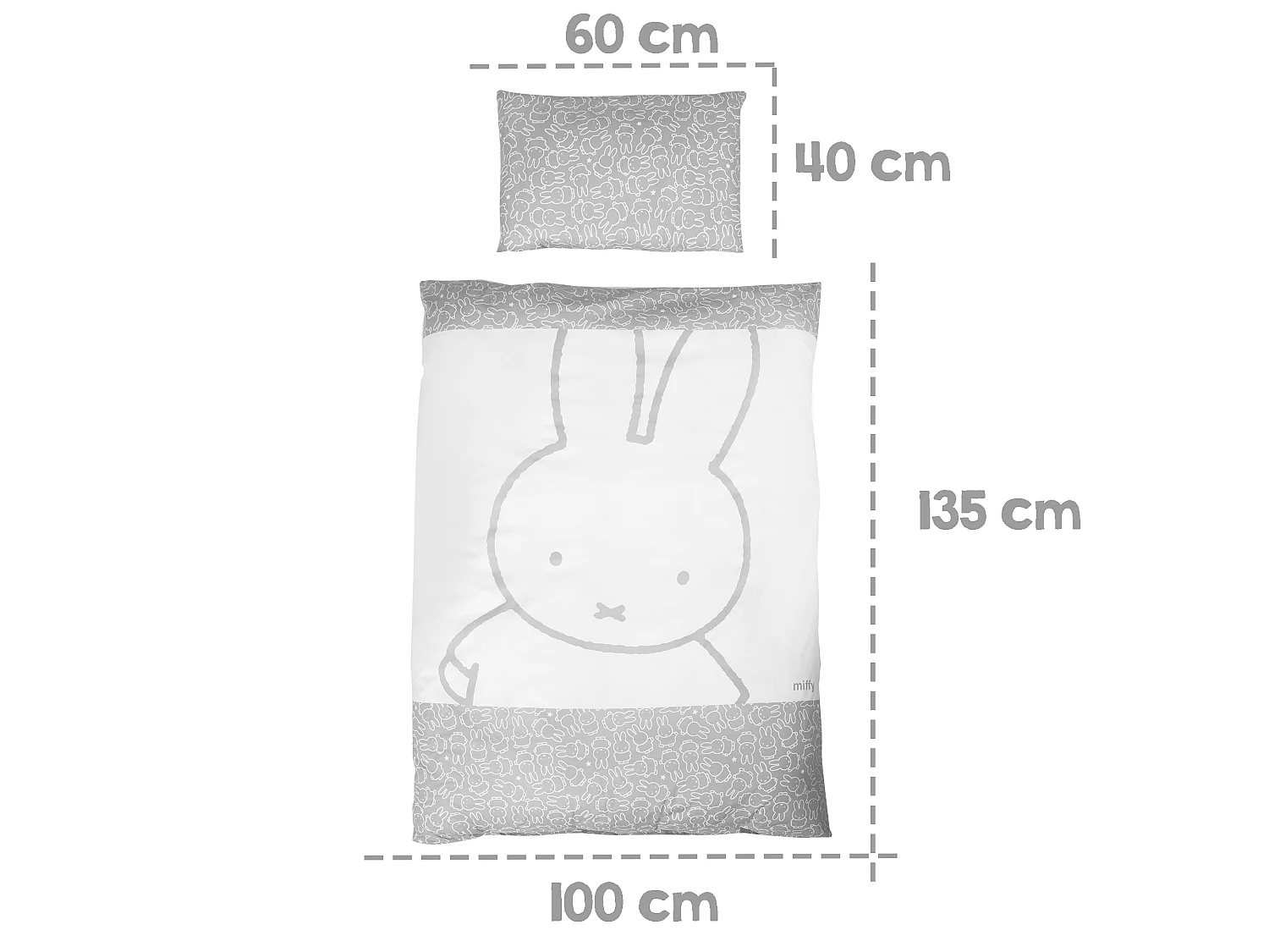 Bettwäsche Miffy Grau für Babys und Kinder