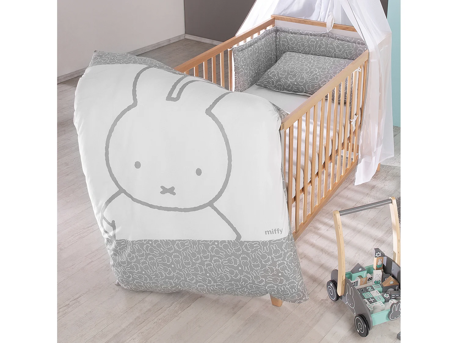 Bettwäsche Miffy Grau für Babys und Kinder