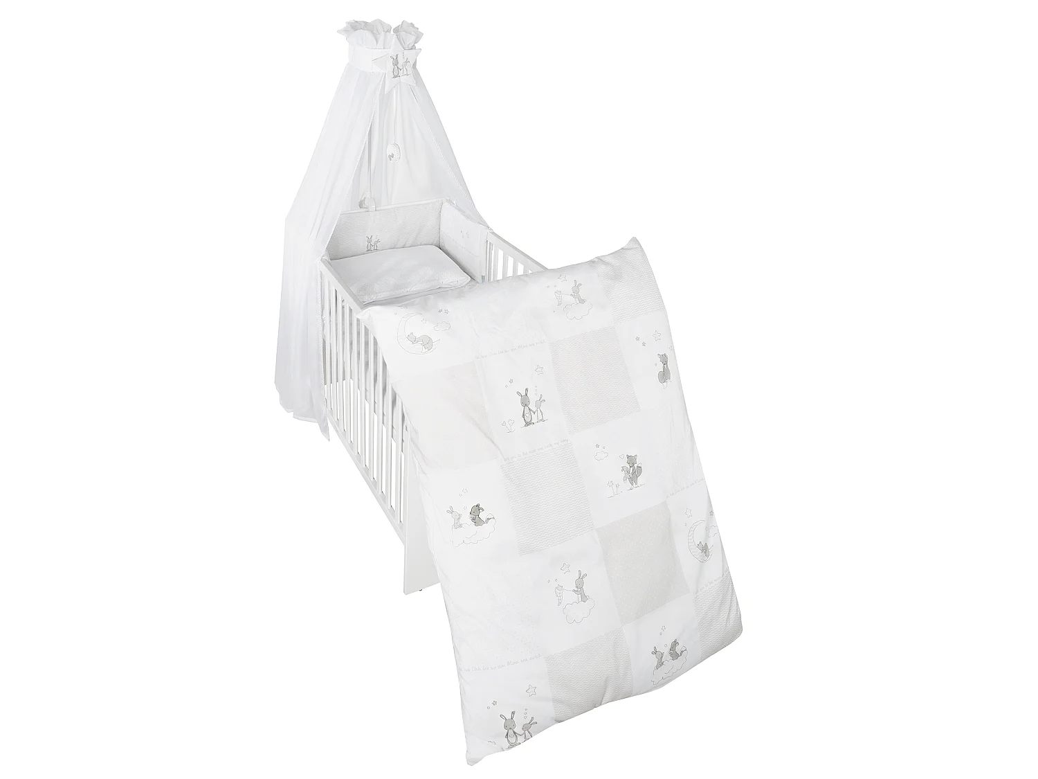Ensemble de literie pour bébé Roba 4 pièces avec design renard + lapin