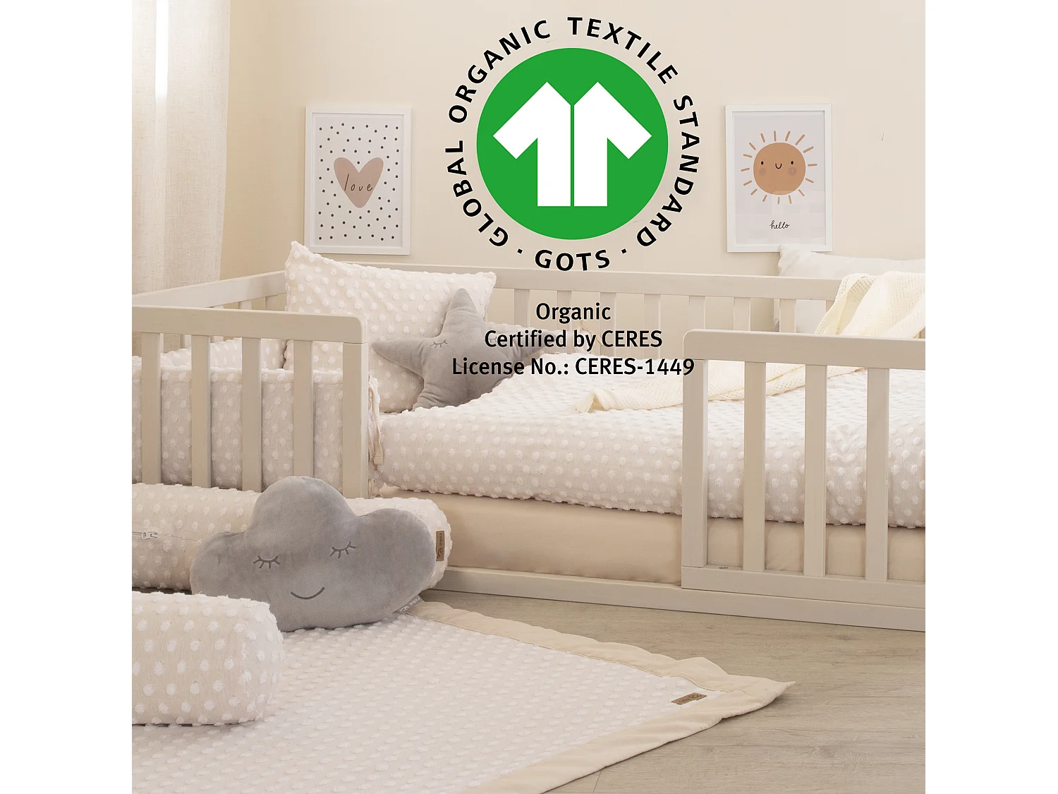 Drap-housse en coton biologique Frosty Almond pour matelas bébé