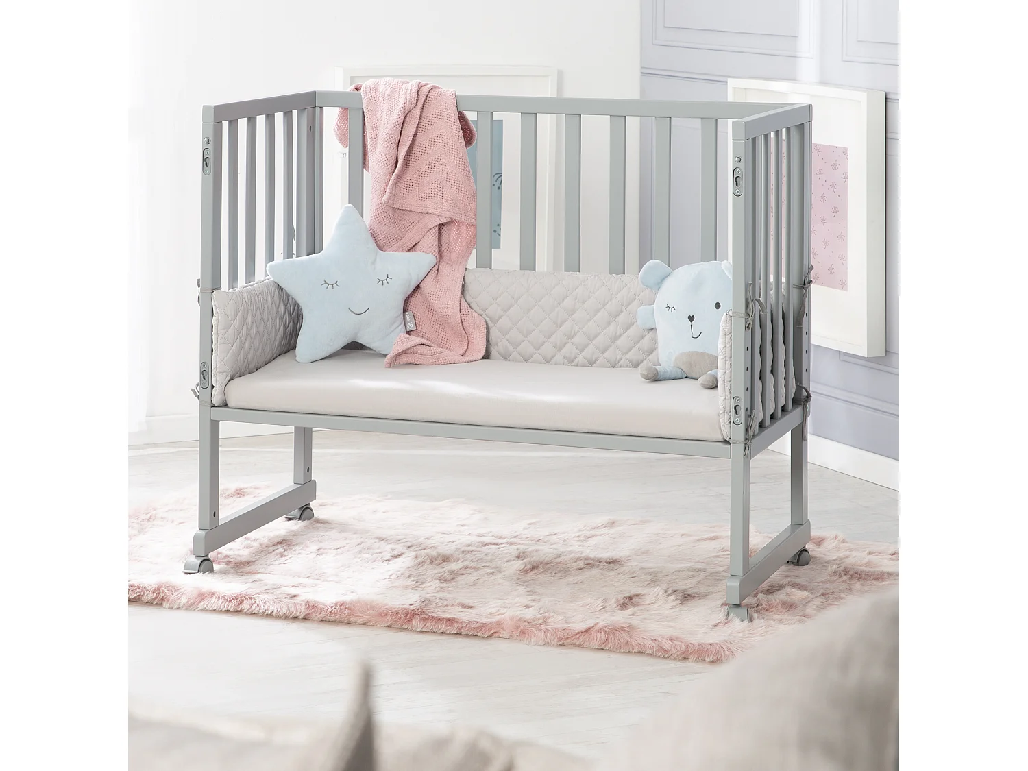 Spannbettlaken Jersey Lil Planet grau