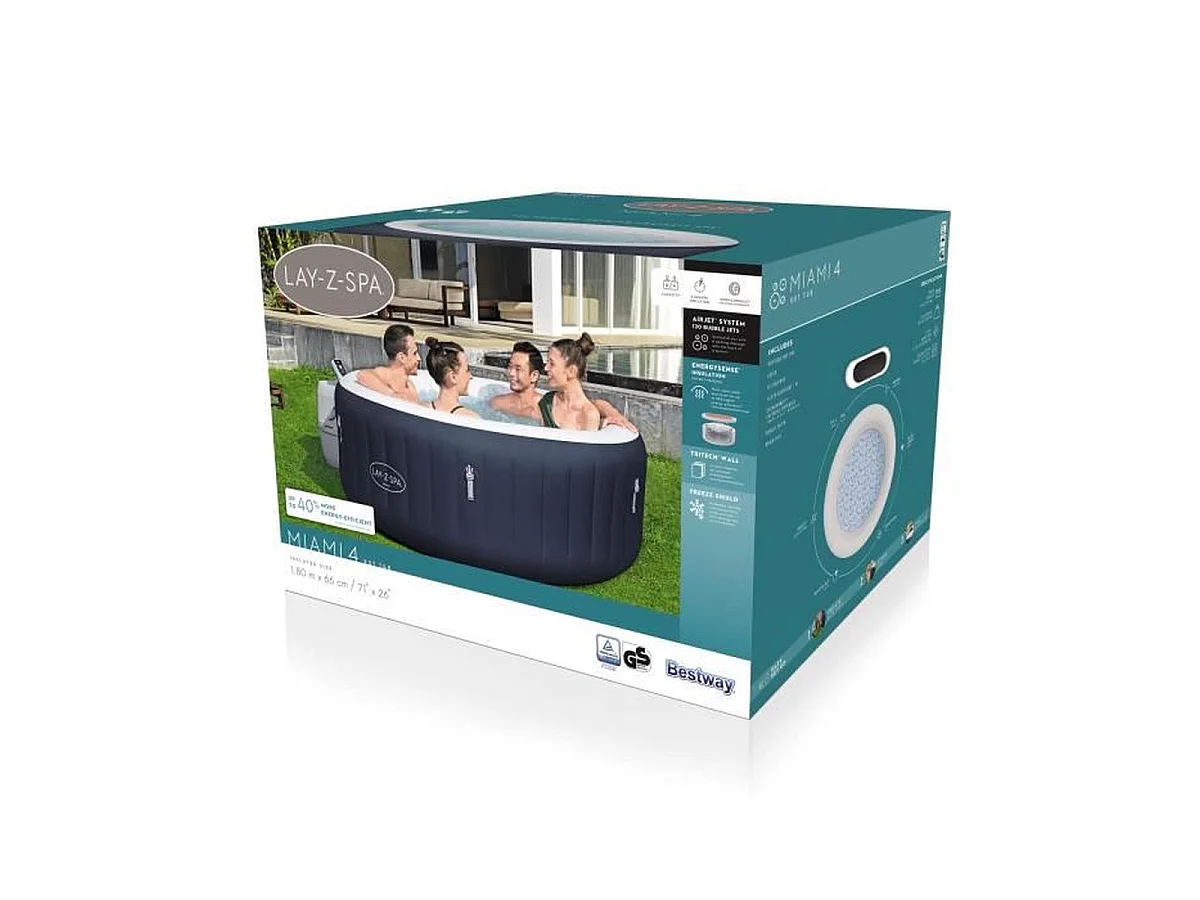 Bestway Lay-Z-Spa Miami AirJet gonflable 120 jets 180 x 66 cm (2–4 places)
