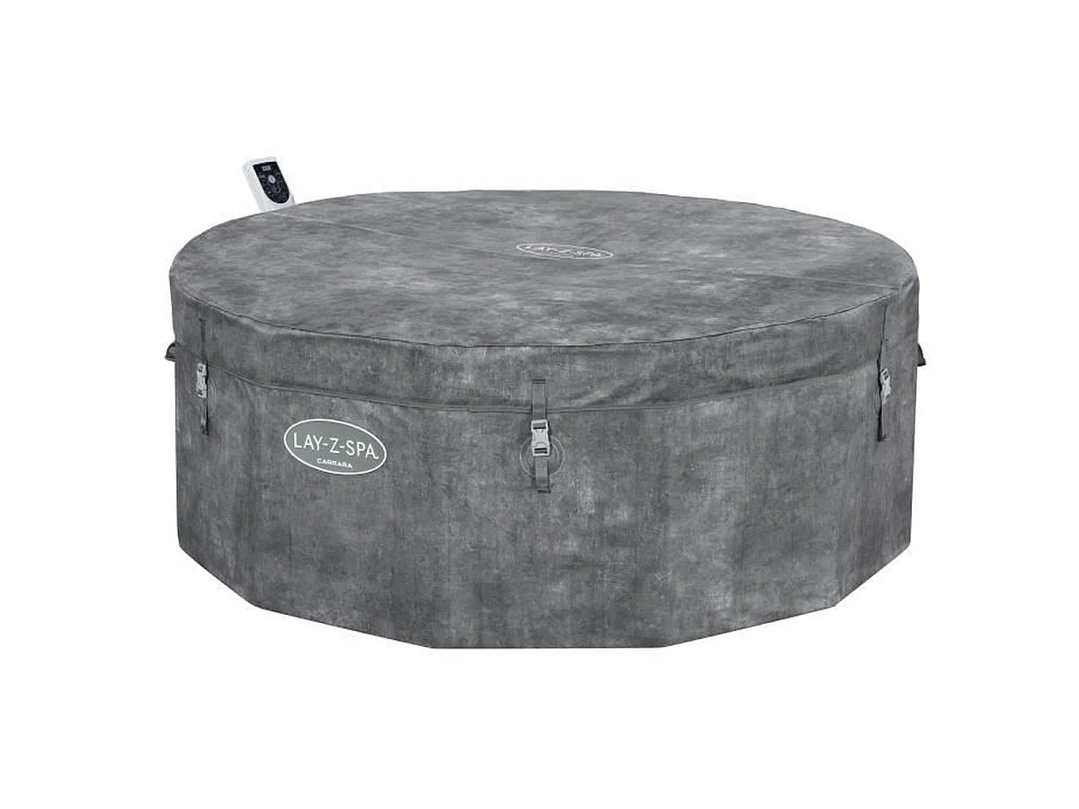 Spa gonflable Bestway Lay-Z-Spa Carrara rond 4 à 6 personnes, 140 buses AirJet, gris effet pierre