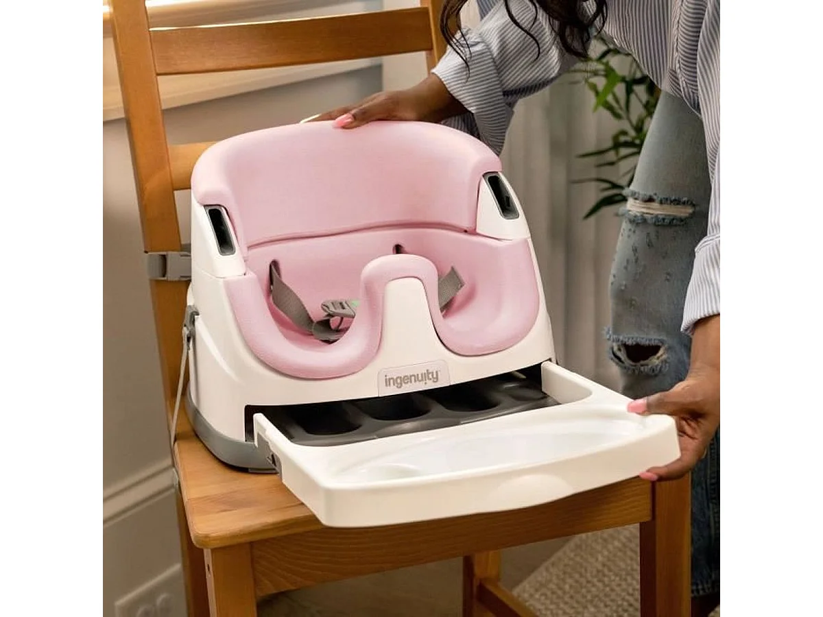 INGENUITY Siège d'appoint bébé 2-en-1 portable avec plateau amovible, Pivoine Rose