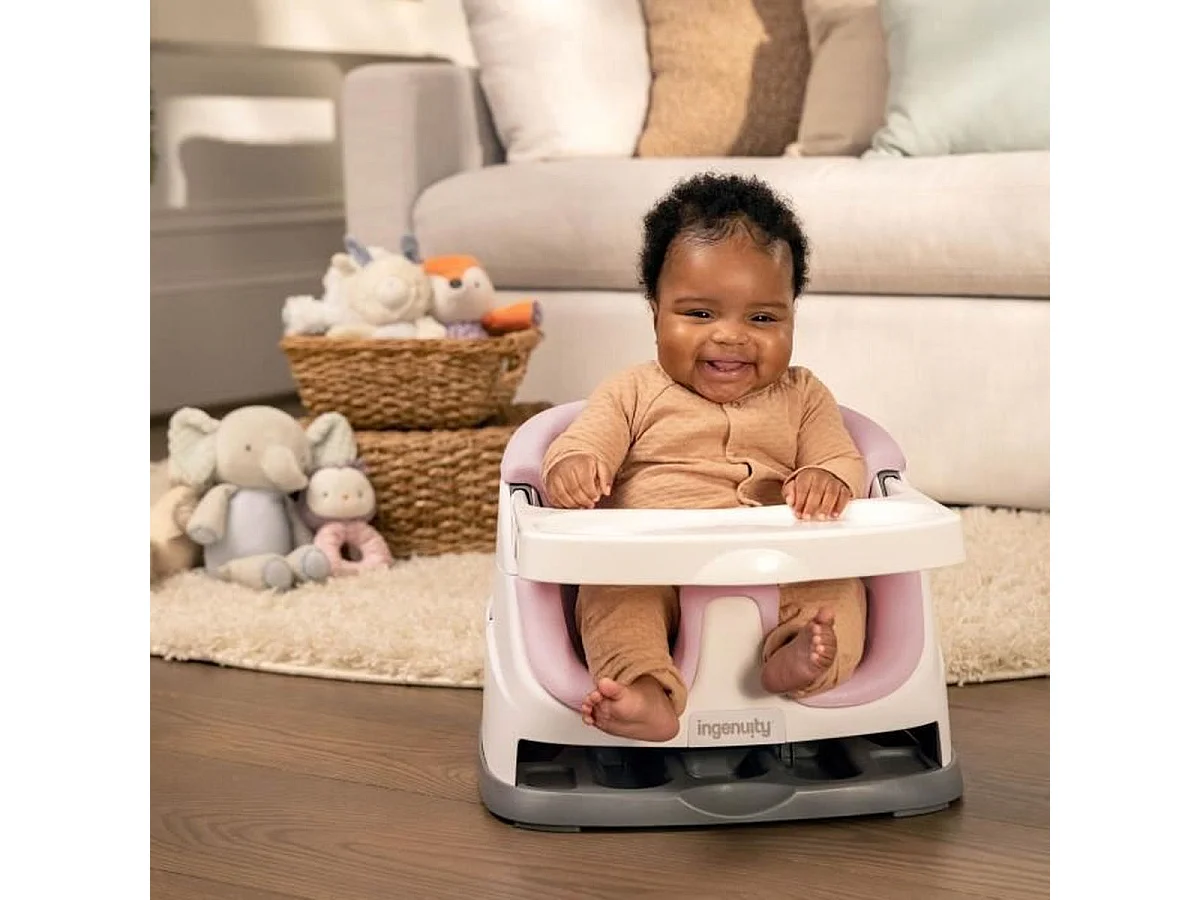 INGENUITY Siège d'appoint bébé 2-en-1 portable avec plateau amovible, Pivoine Rose