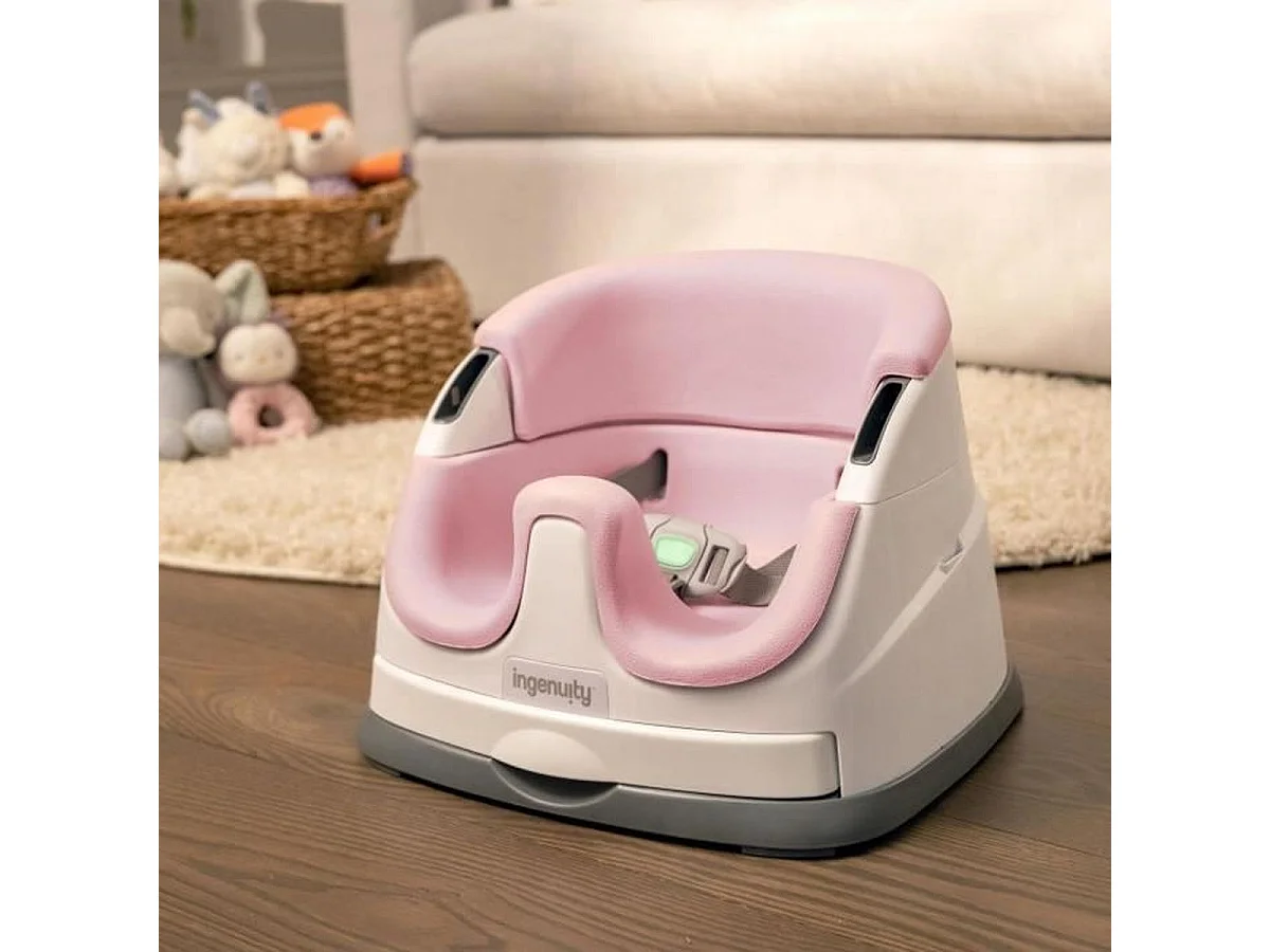 INGENUITY Siège d'appoint bébé 2-en-1 portable avec plateau amovible, Pivoine Rose