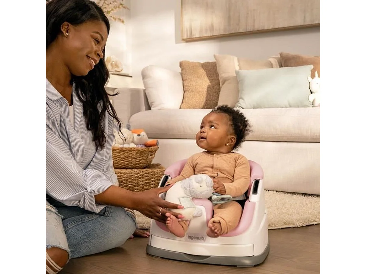 INGENUITY Siège d'appoint bébé 2-en-1 portable avec plateau amovible, Pivoine Rose