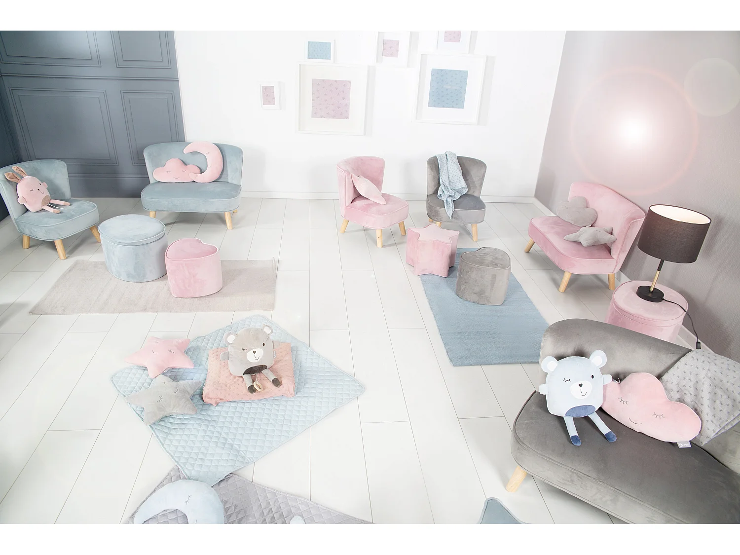 Pouf pour enfants en forme de cœur Roba Lil Sofa Mauve 24cm